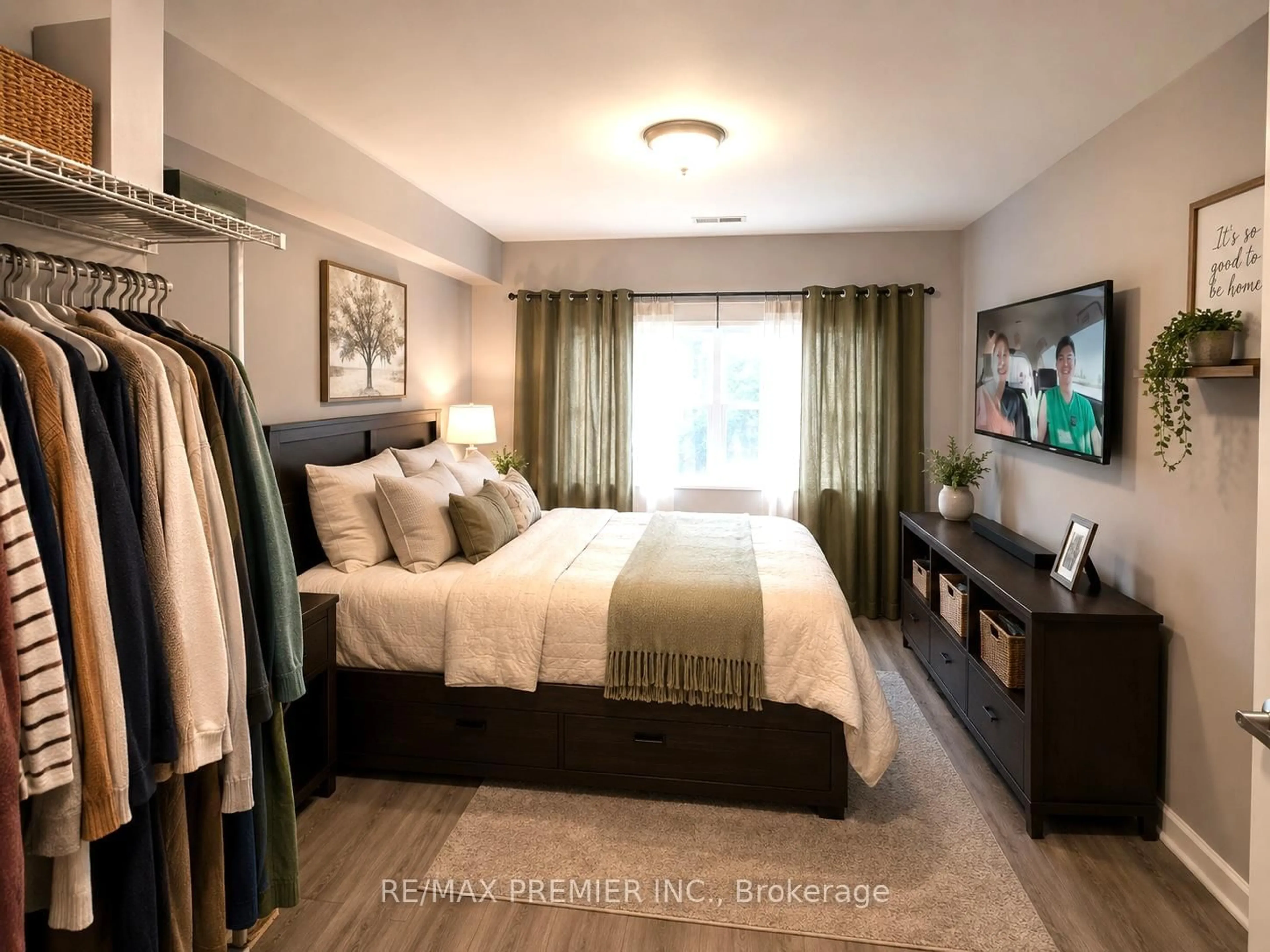 Bedroom with bed, wood/laminate floor for 254 John Garland Blvd #140, Toronto Ontario M9V 1N8