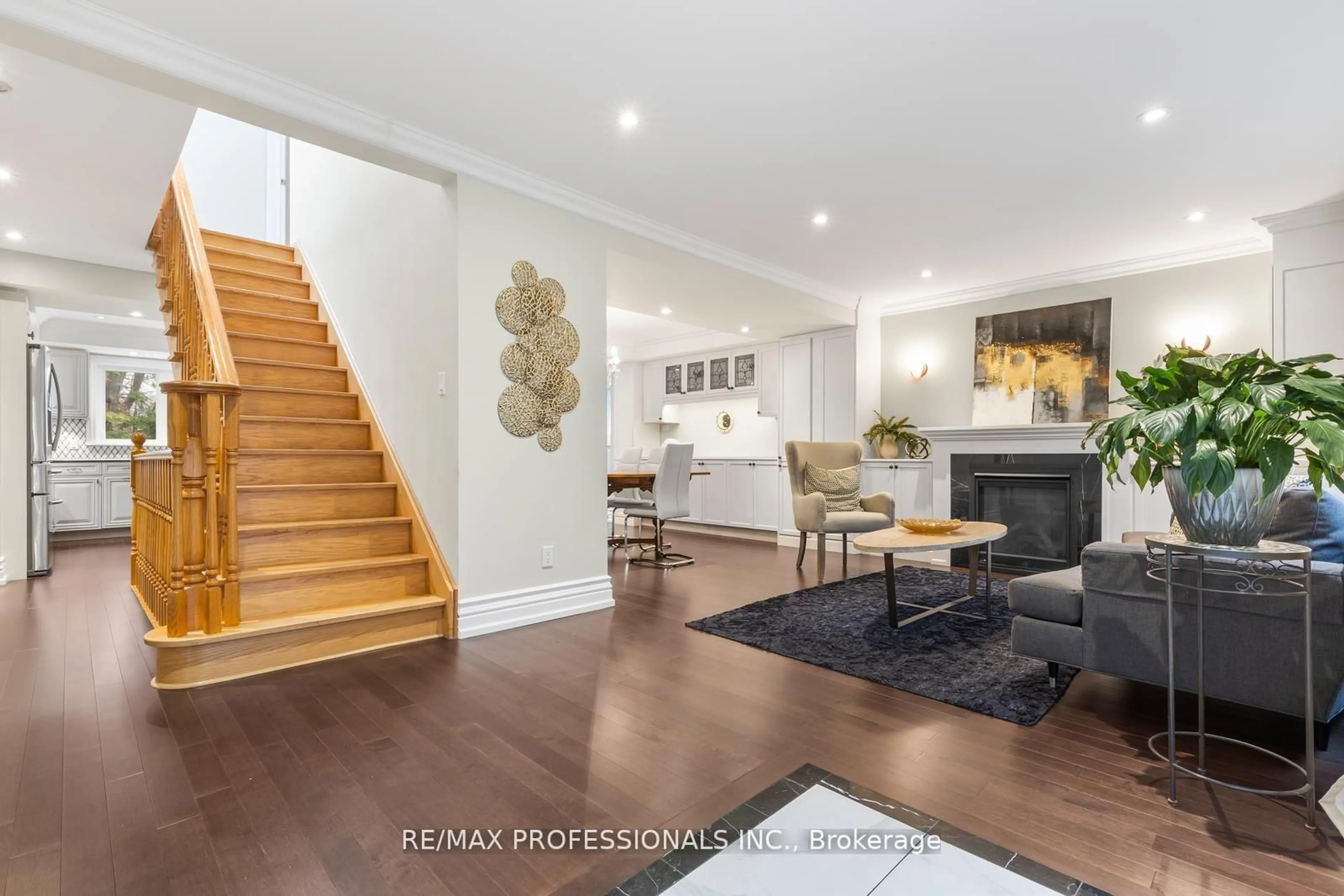 Living room with furniture, wood/laminate floor for 164 Morningside Ave, Toronto Ontario M6S 1E3