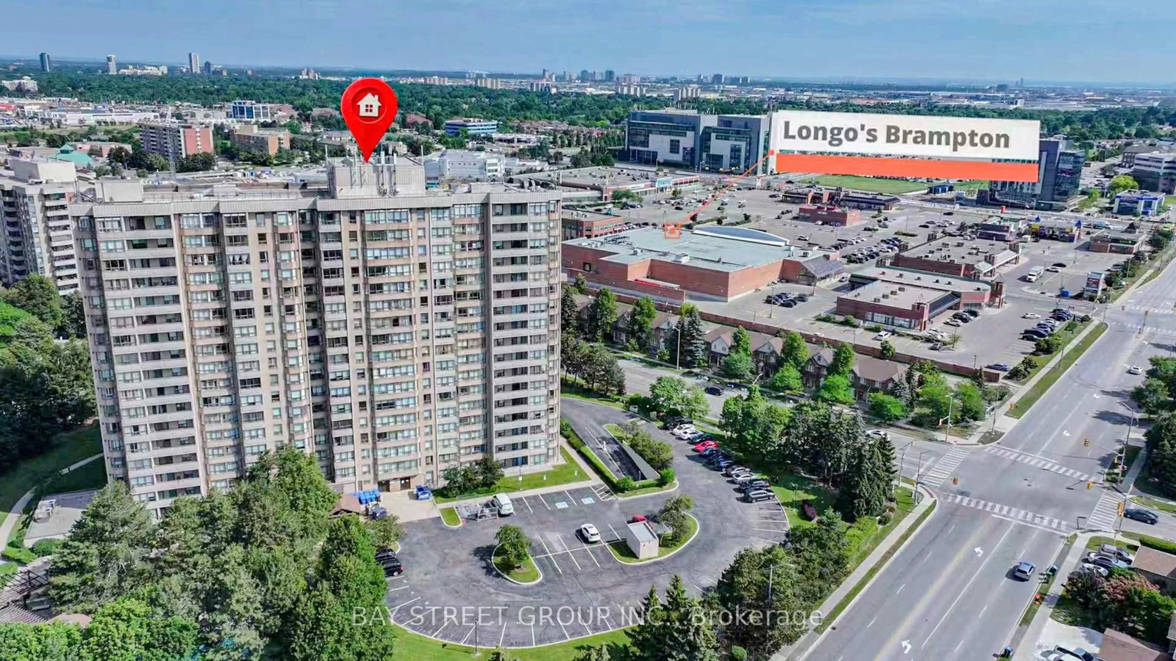 A pic from outside/outdoor area/front of a property/back of a property/a pic from drone, city buildings view from balcony for 10 Malta Ave #306, Brampton Ontario L6Y 4G6