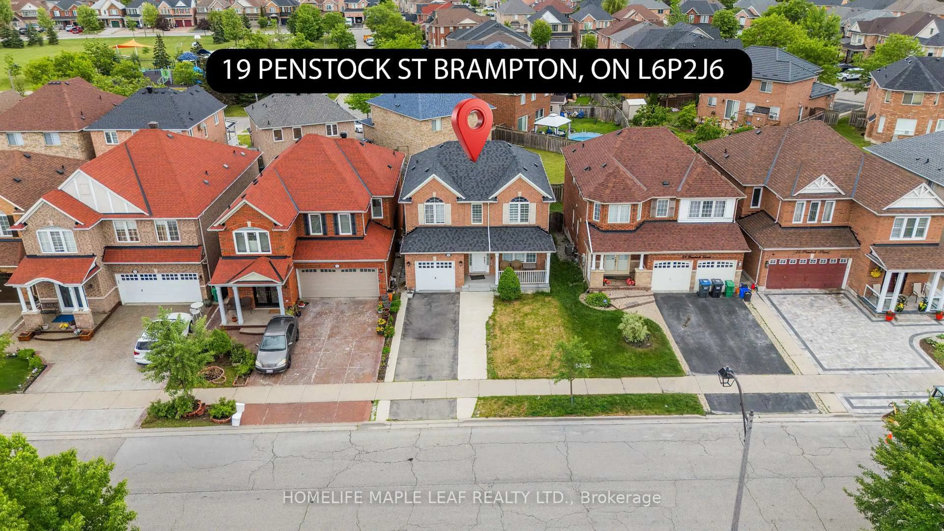 A pic from outside/outdoor area/front of a property/back of a property/a pic from drone, street for 19 Penstock St, Brampton Ontario L6P 2J6