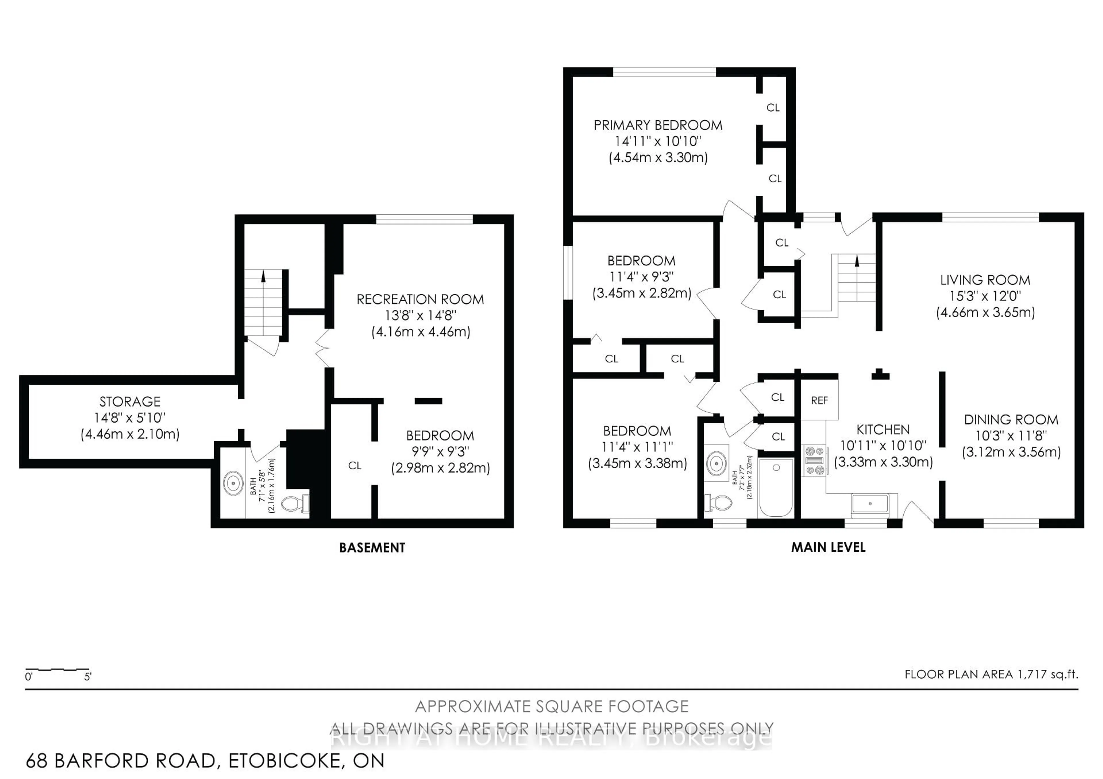 Floor plan for 68 Barford Rd, Toronto Ontario M9W 4H6