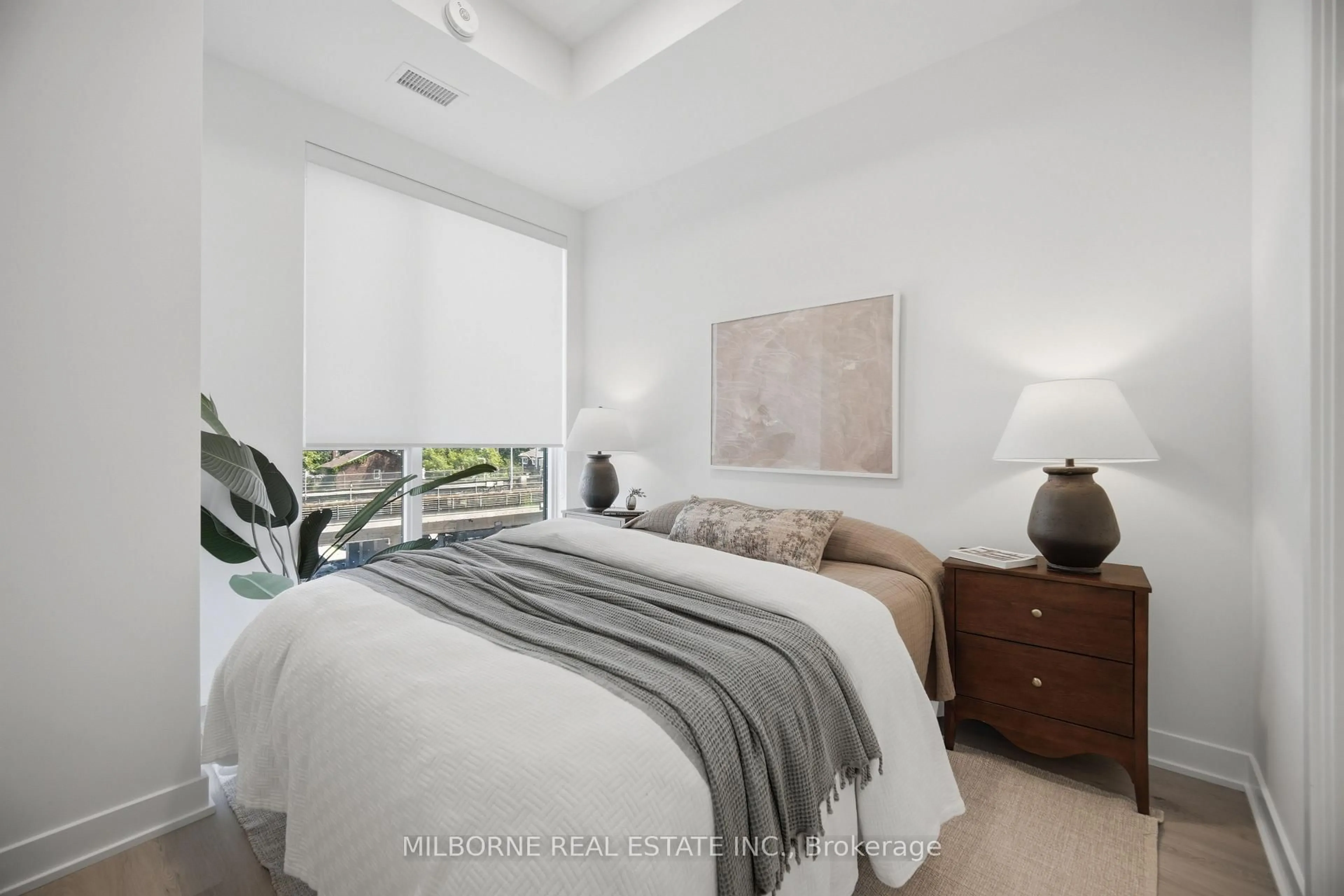 Bedroom with bed, unknown for 1660 Bloor St #216, Toronto Ontario M6P 1A8