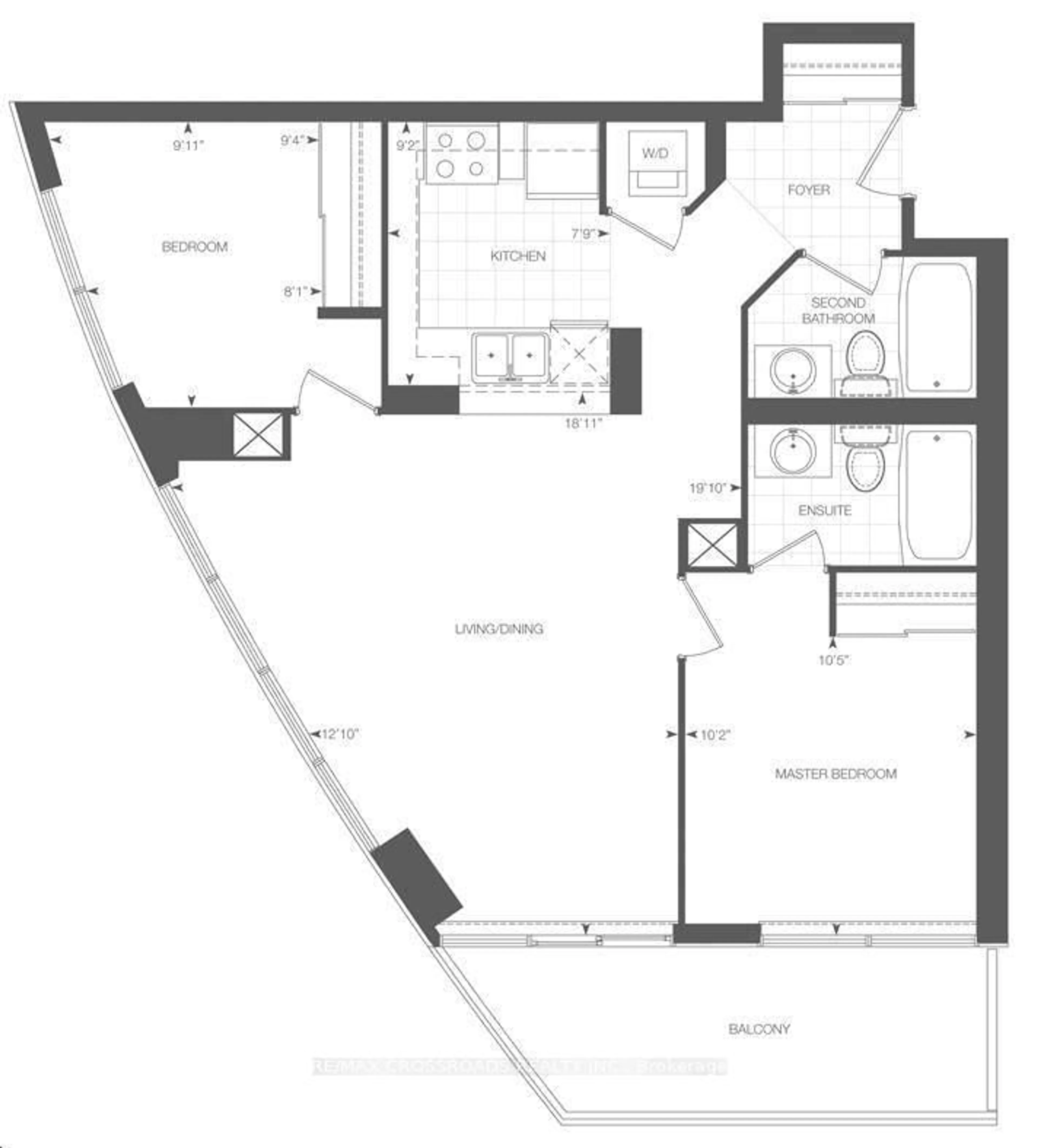 Floor plan for 215 Sherway Gardens Rd #604, Toronto Ontario M9C 0A4