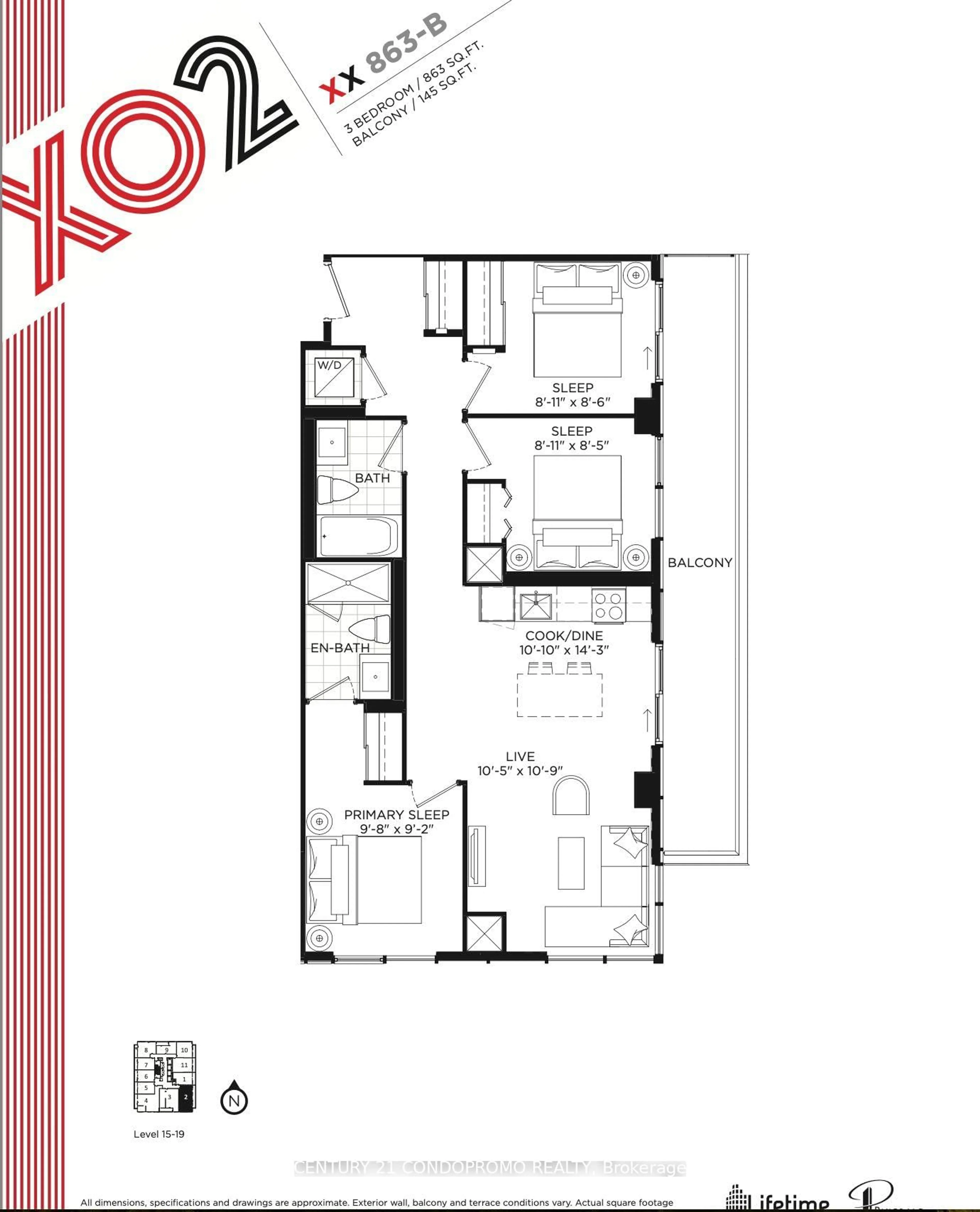 Floor plan for 285 Dufferin St #1502, Toronto Ontario M6K 0J2