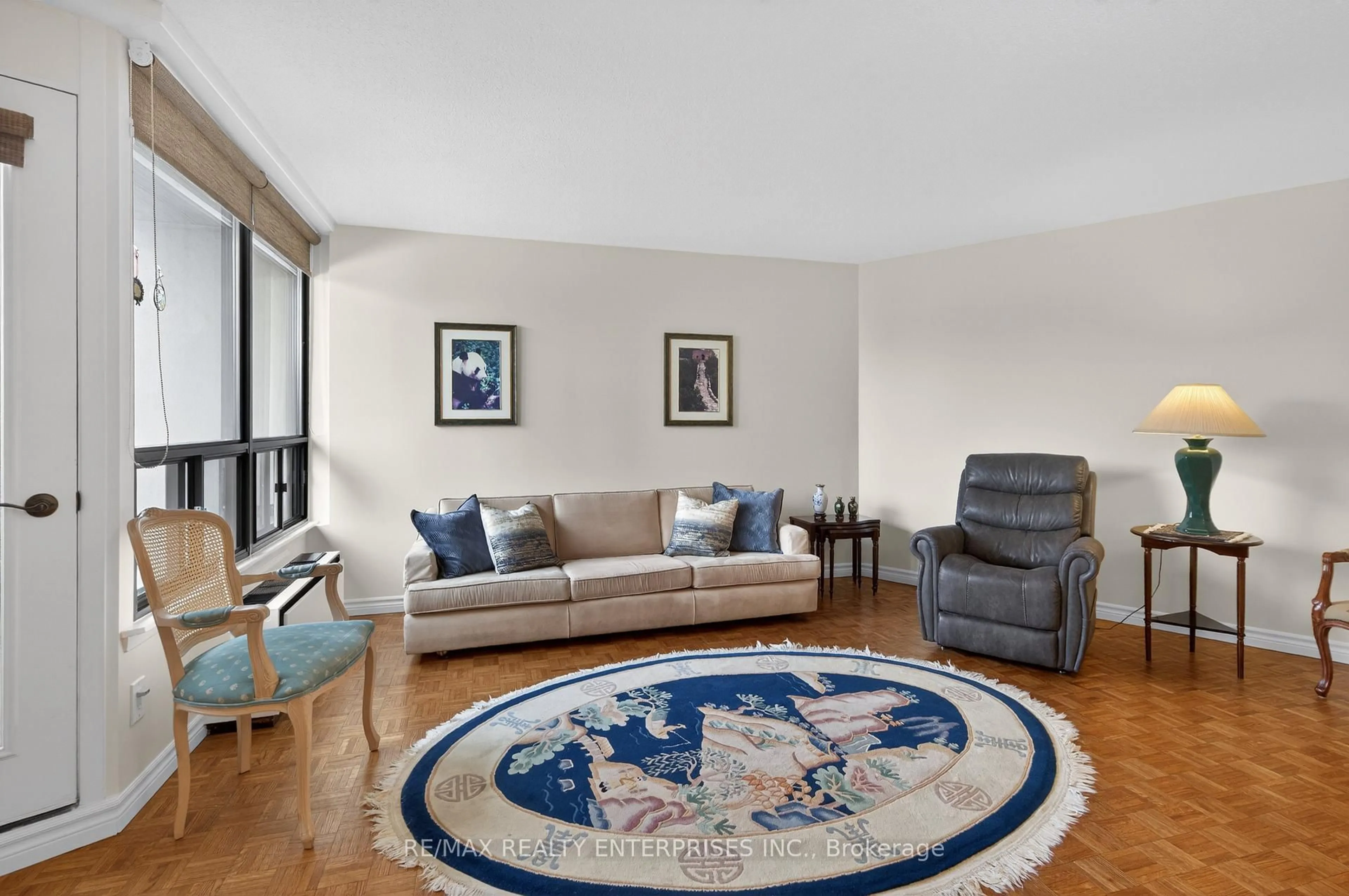 Living room with furniture, carpet floor for 288 Mill Rd #A49, Toronto Ontario M9C 4X7