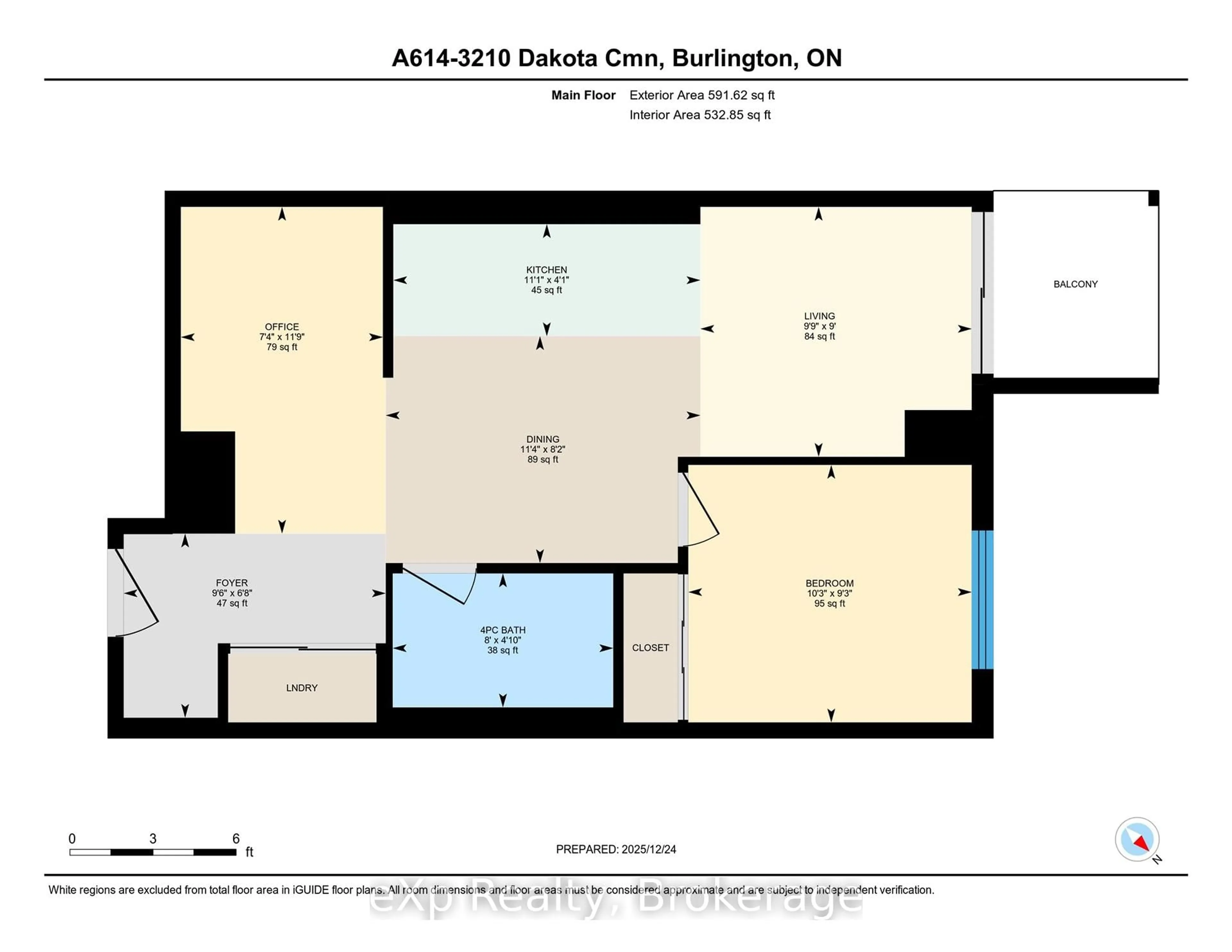 Floor plan for 3210 Dakota Common #A614, Burlington Ontario L7M 2A8