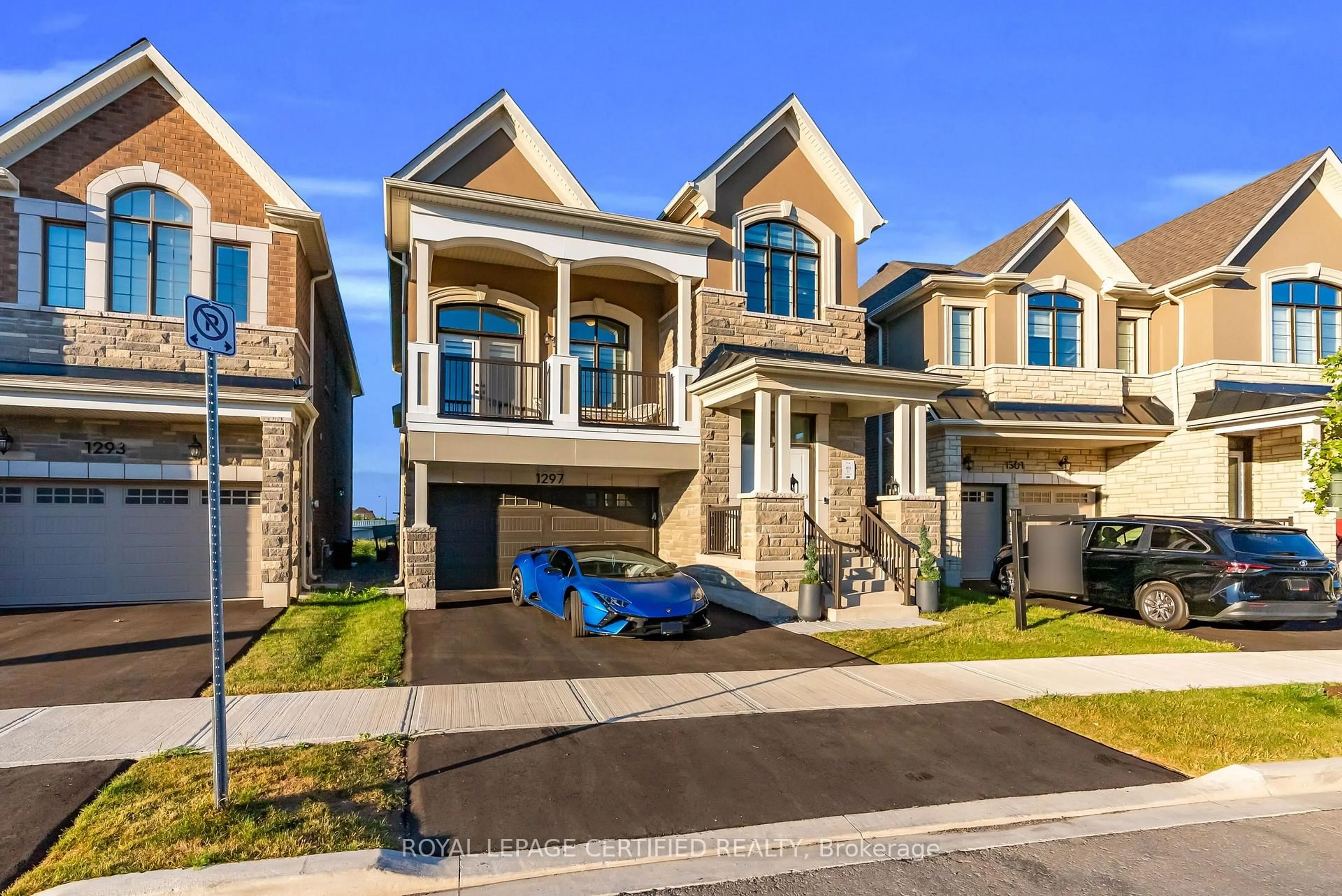 Home with vinyl exterior material, street for 1297 Basswood Cres, Milton Ontario L9T 7E7