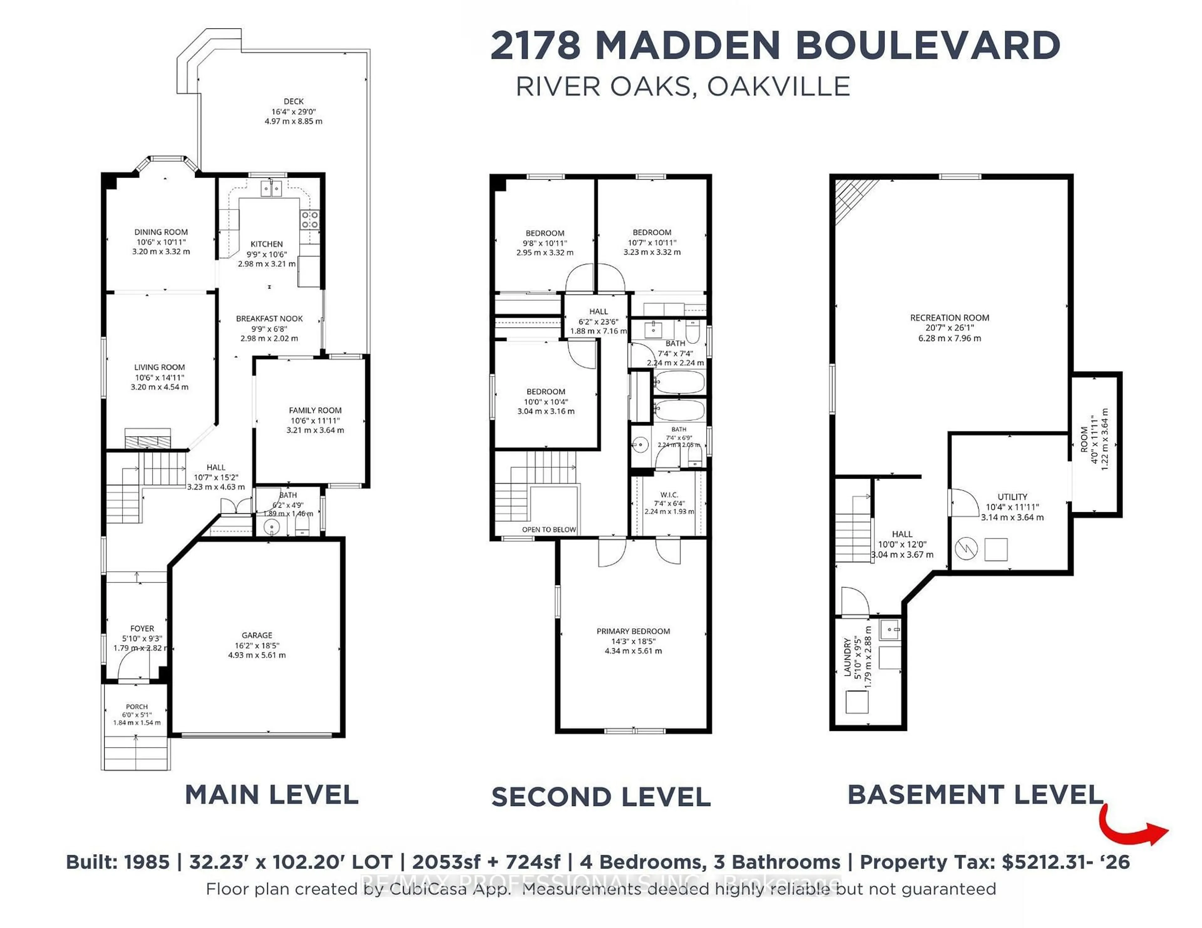 Floor plan for 2178 Madden Blvd, Oakville Ontario L6H 3M2