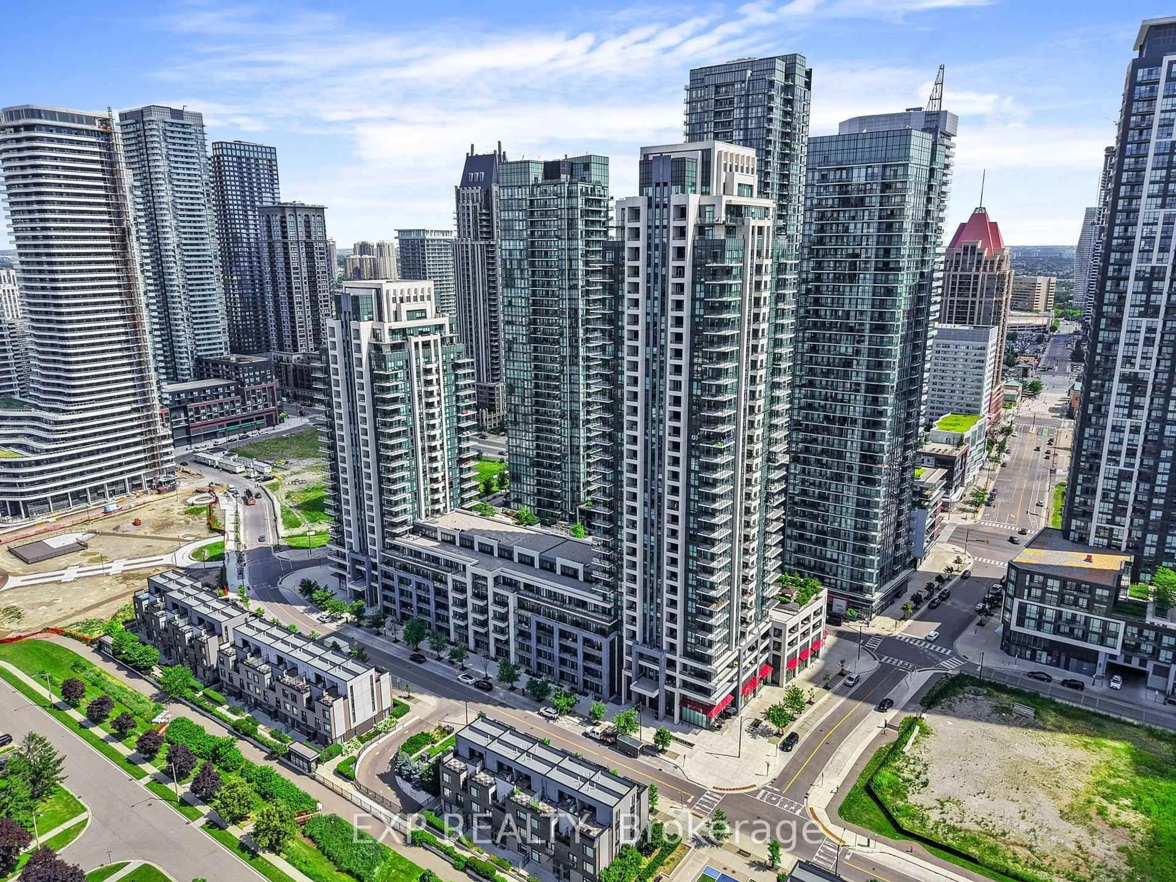 A pic from outside/outdoor area/front of a property/back of a property/a pic from drone, city buildings view from balcony for 4055 Parkside Village Dr #617, Mississauga Ontario L5B 0K8
