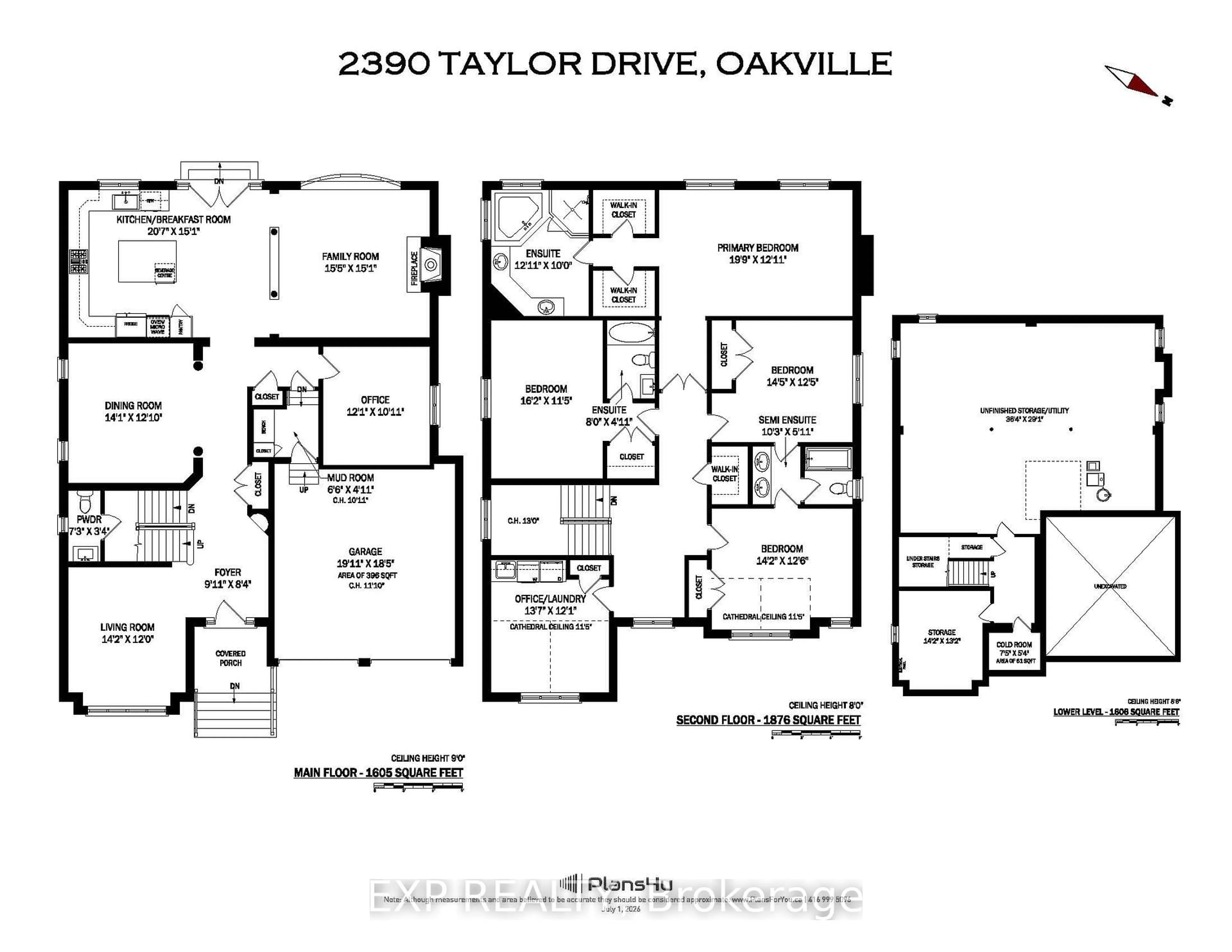 Floor plan for 2390 Taylorwood Dr, Oakville Ontario L6H 0C6
