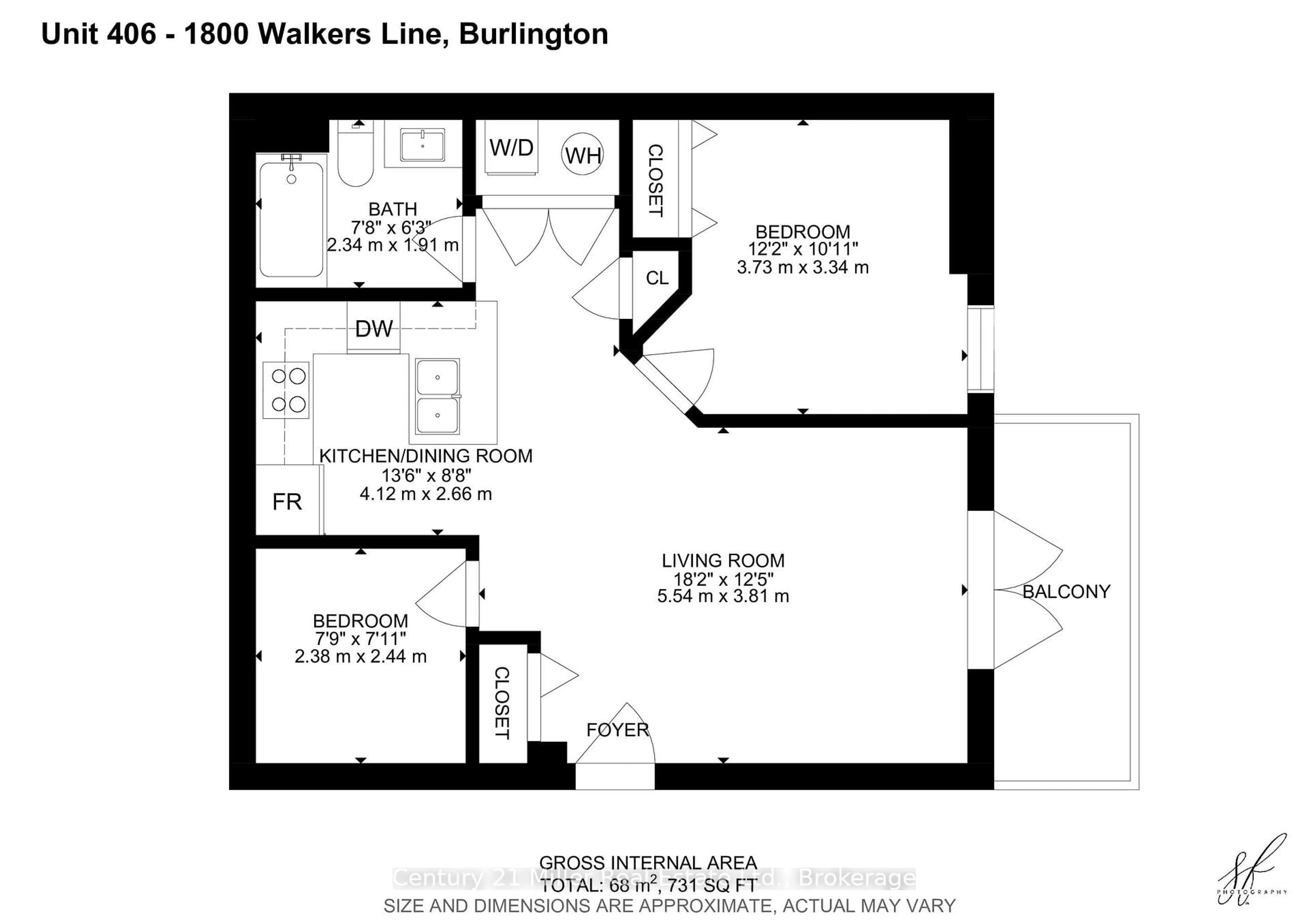Floor plan for 1800 Walkers Line #406, Burlington Ontario L7M 4V2