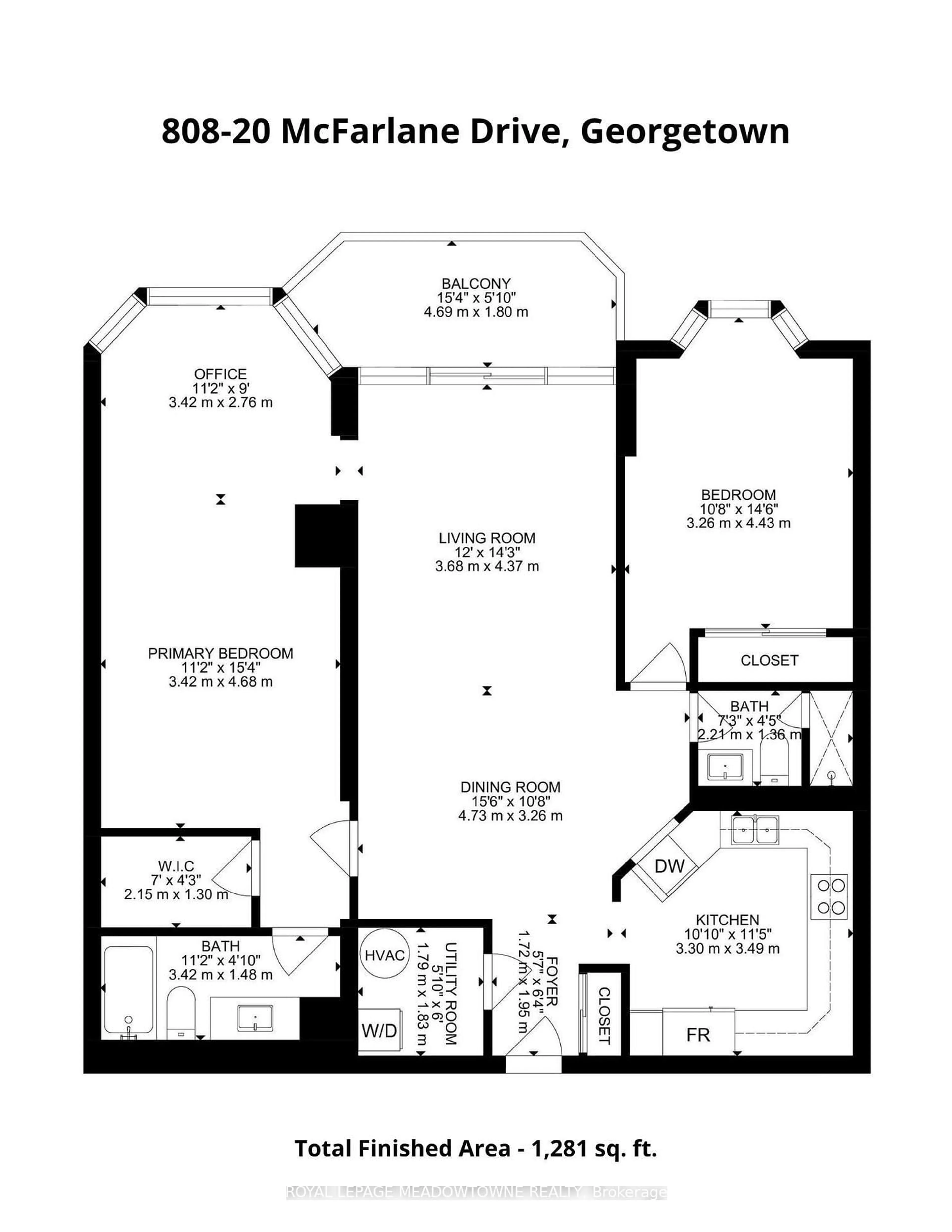 Floor plan for 20 Mcfarlane Dr #808, Halton Hills Ontario L7G 5J8