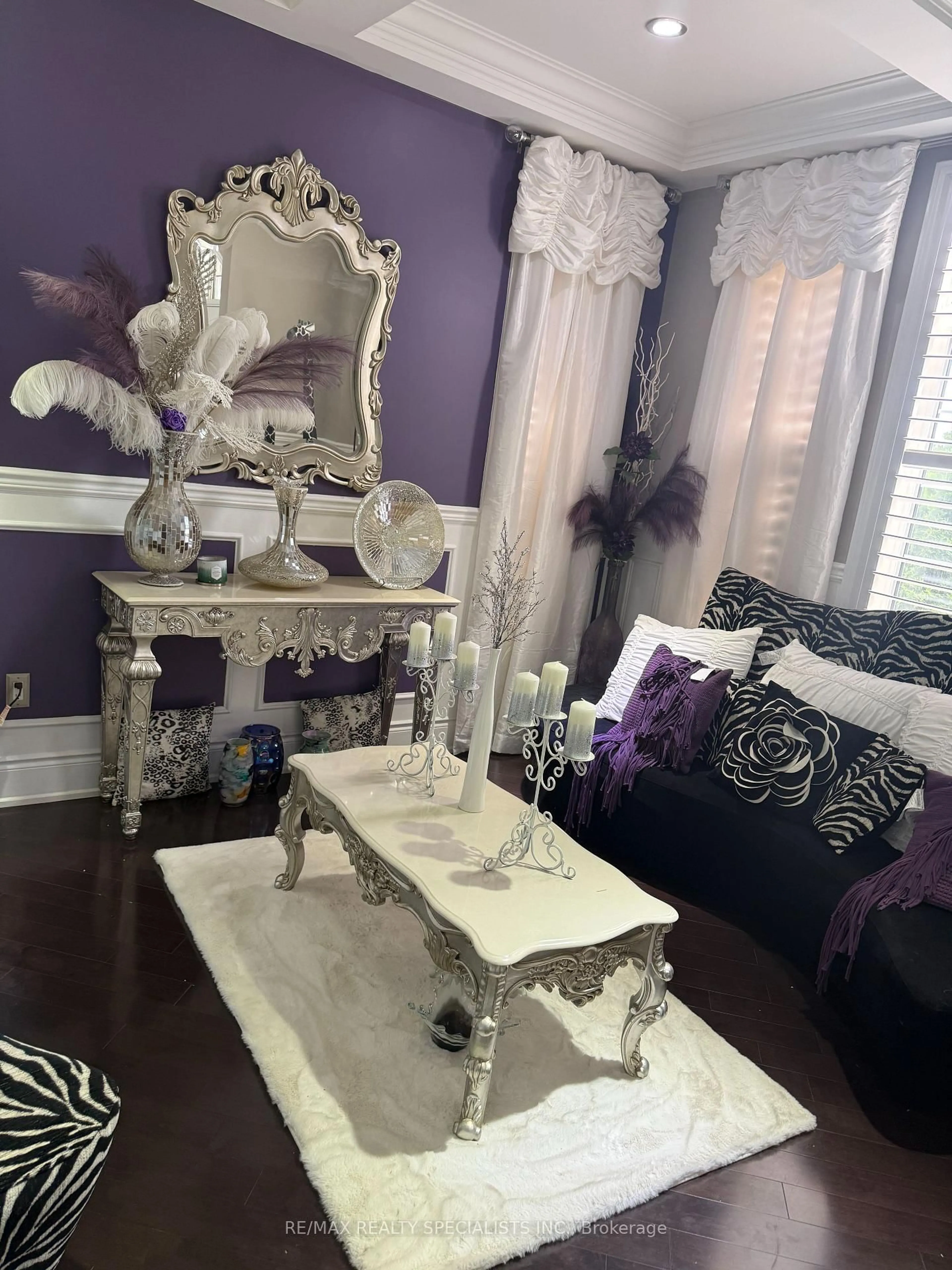 Living room with furniture, wood/laminate floor for 4 Burlwood Rd, Brampton Ontario L6P 4E9