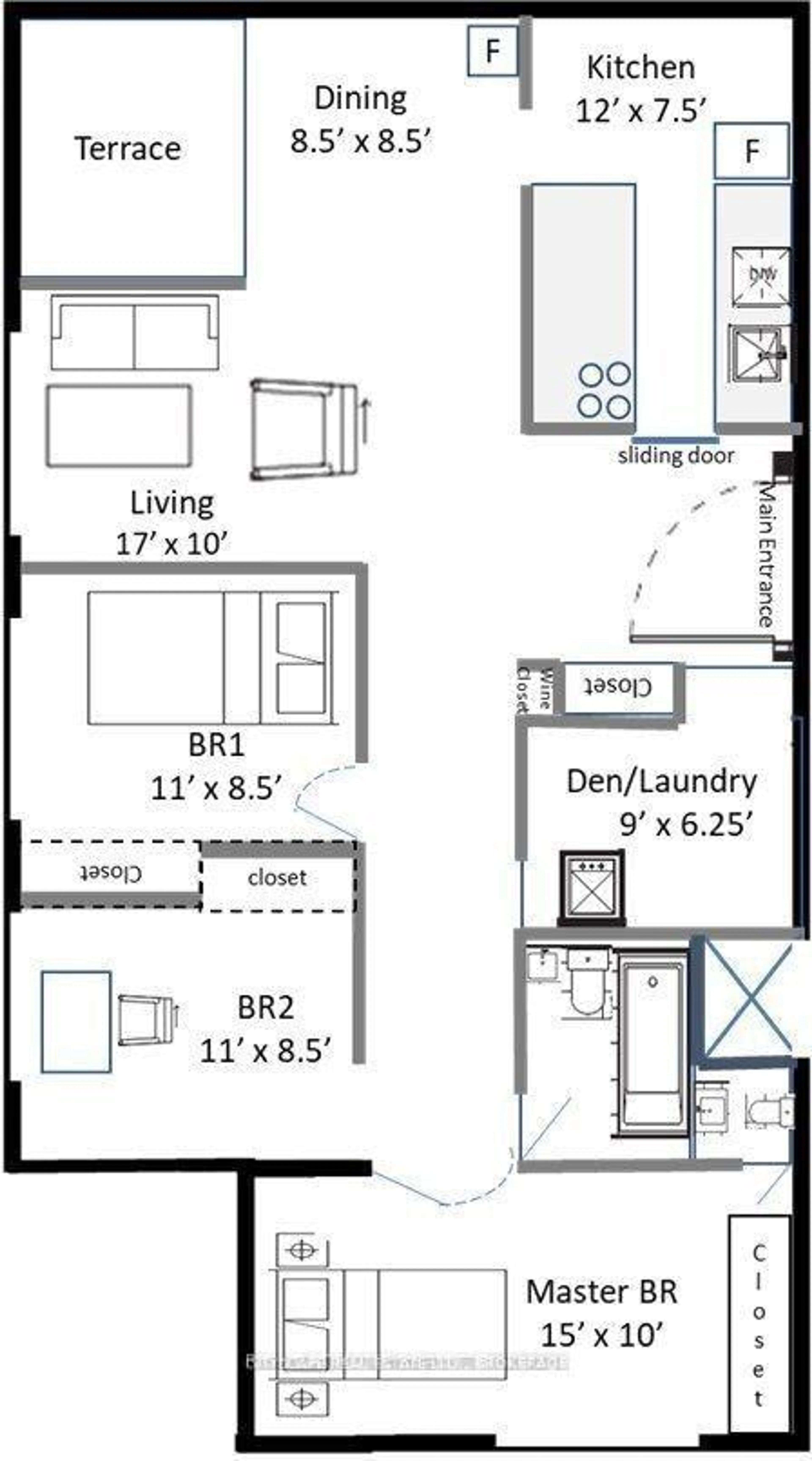 Floor plan for 335 Driftwood Ave #1201, Toronto Ontario M3N 2P3