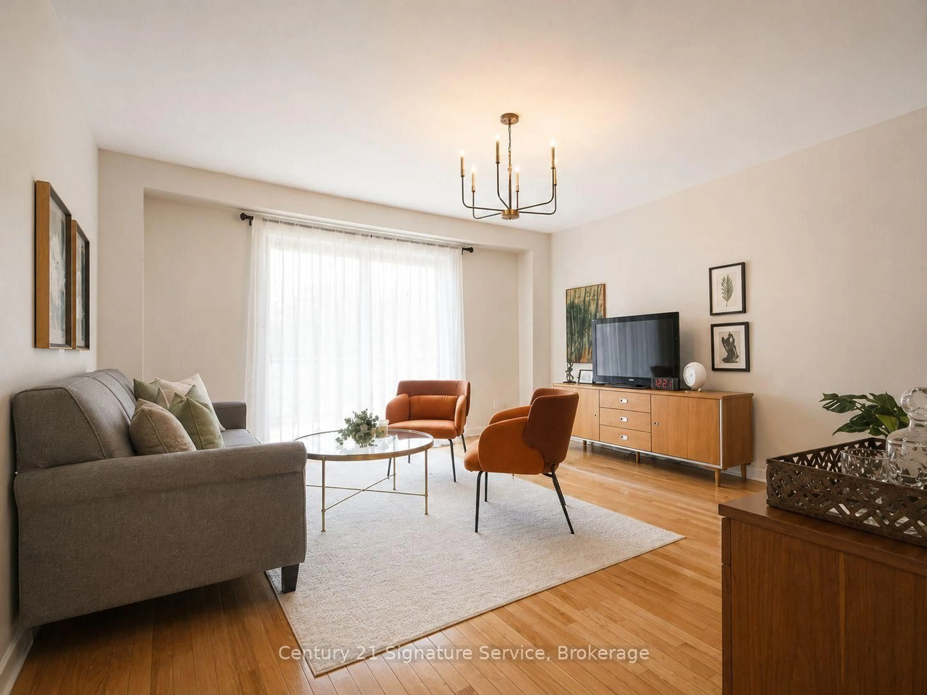 Living room with furniture, wood/laminate floor for 2395 Stefi Tr, Oakville Ontario L6H 5Y5