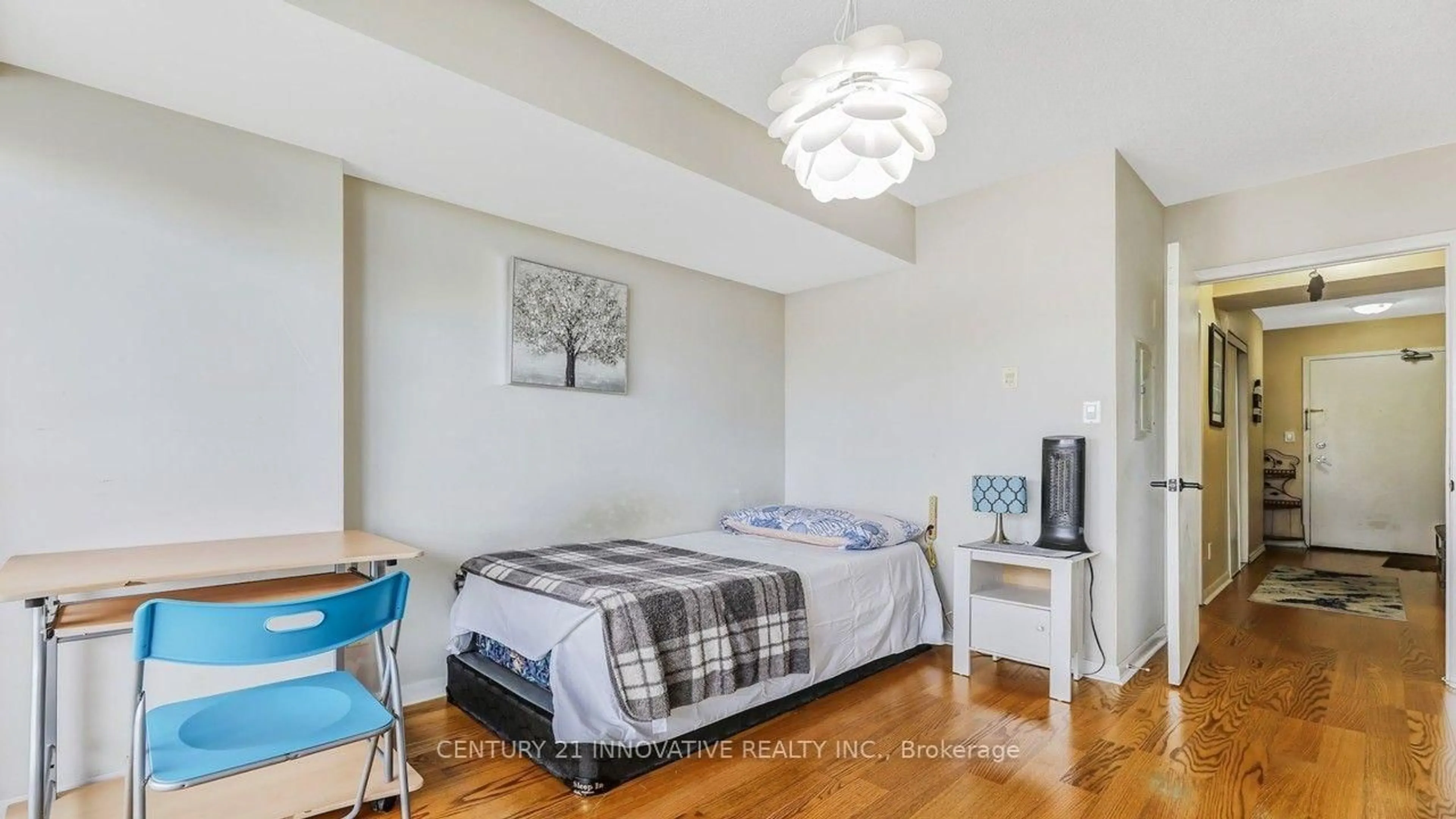Bedroom with bed, wood/laminate floor for 2464 Weston Rd #201, Toronto Ontario M9N 0A2