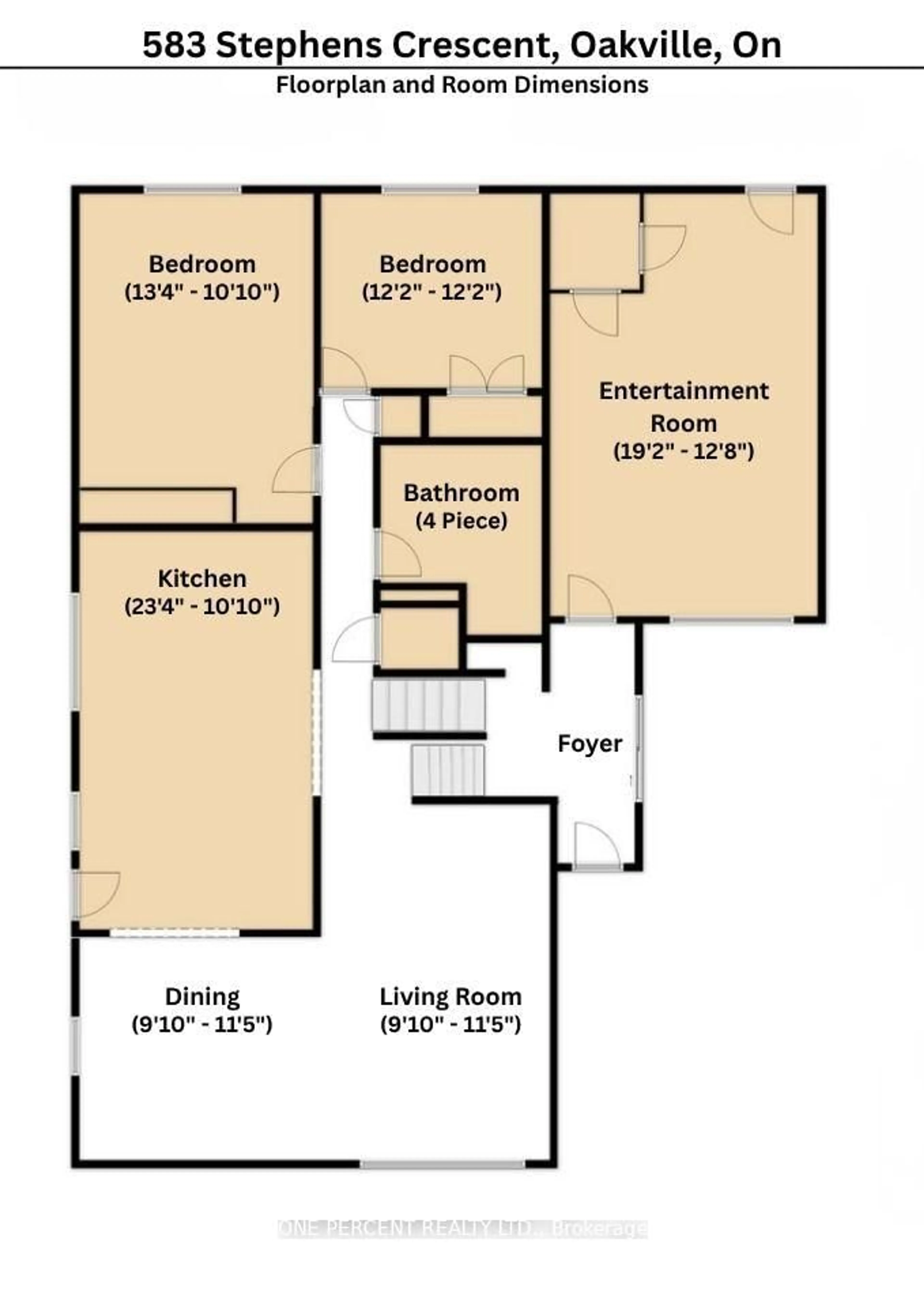 Floor plan for 583 Stephens Cres, Oakville Ontario L6K 1Y2