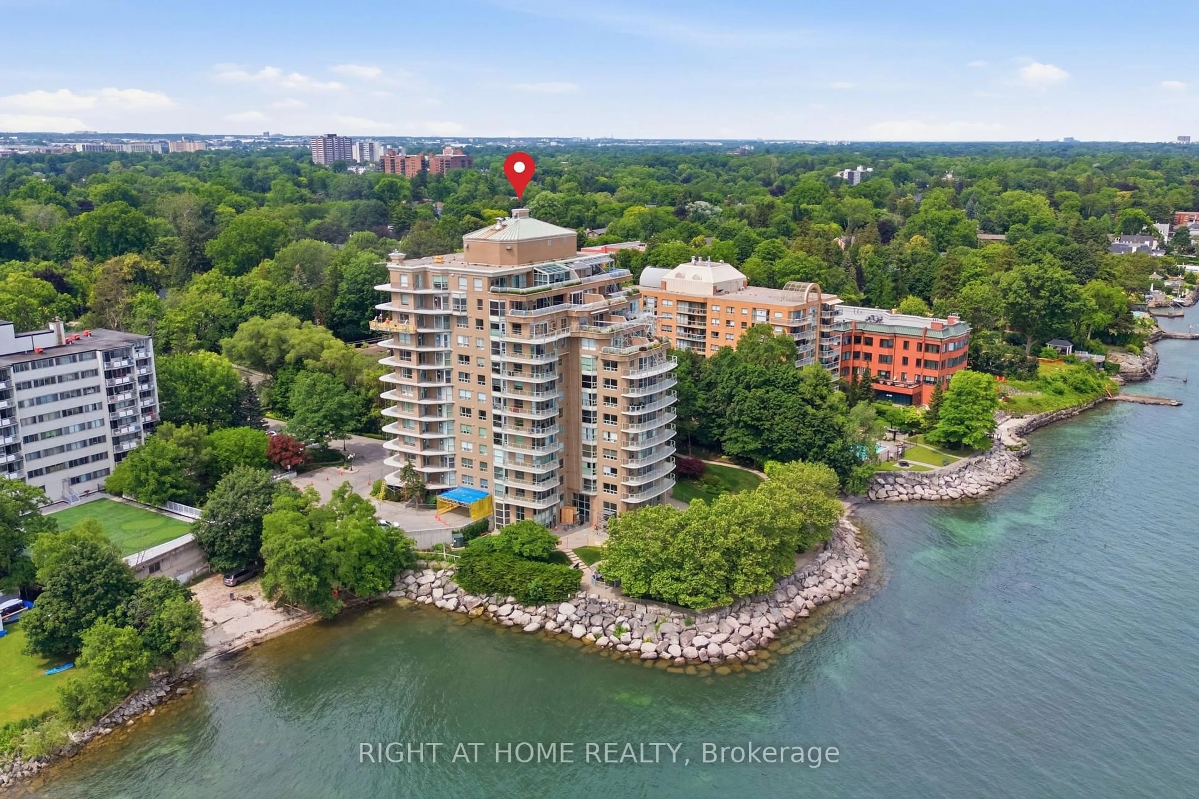 A pic from outside/outdoor area/front of a property/back of a property/a pic from drone, water/lake/river/ocean view for 2190 Lakeshore Rd #802, Burlington Ontario L7R 4K1