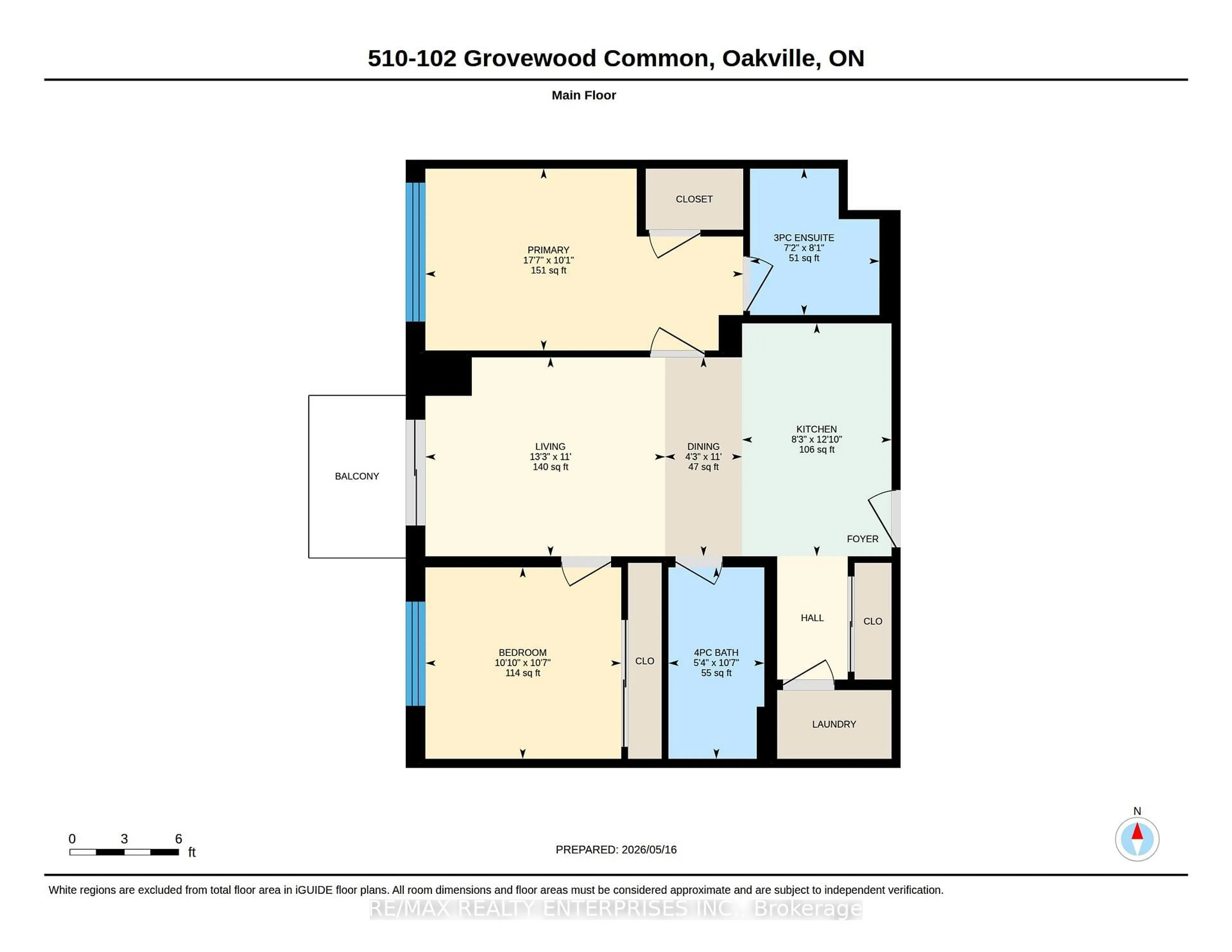 Floor plan for 102 Grovewood Common #510, Oakville Ontario L9H 0X2