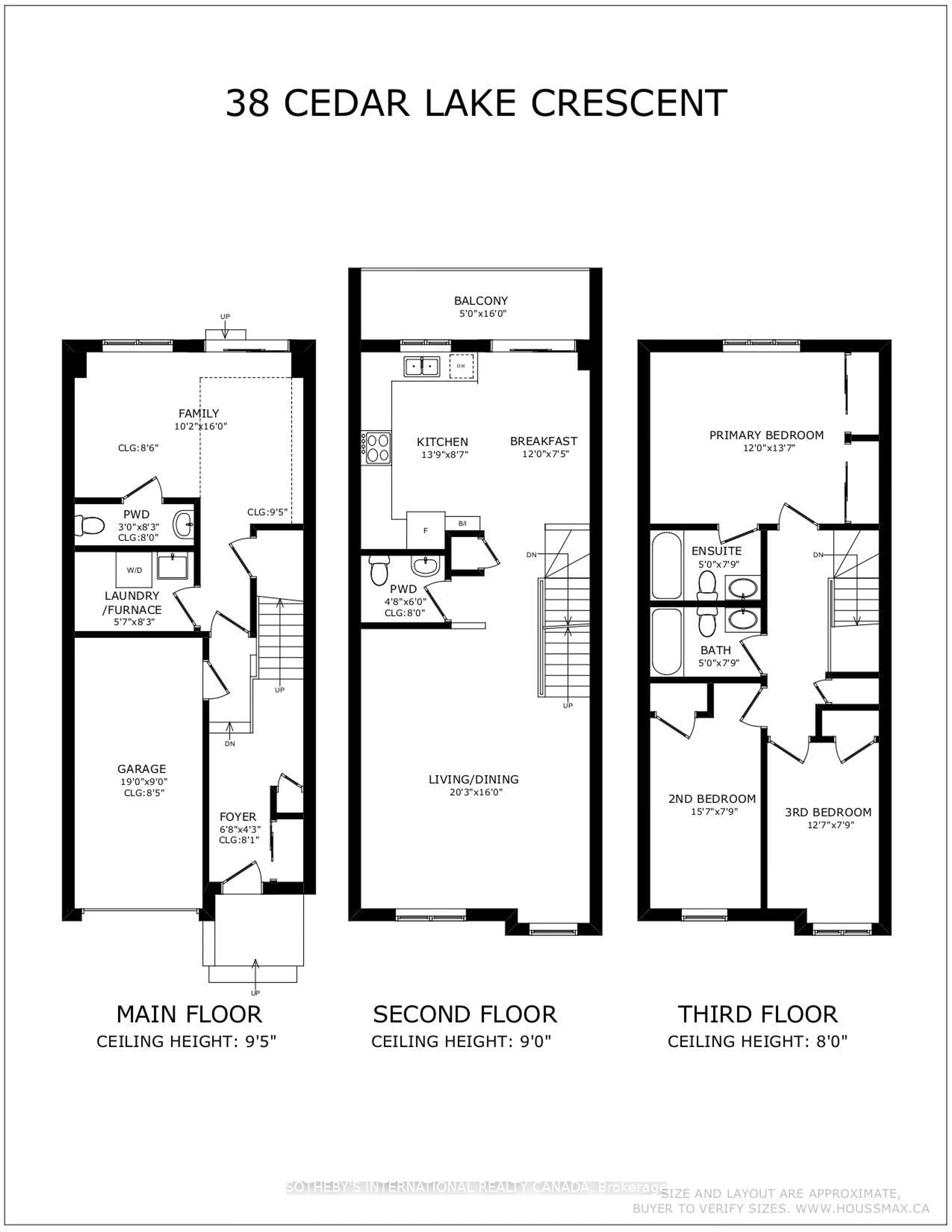 Floor plan for 38 Cedar Lake Cres, Brampton Ontario L6Y 0P9