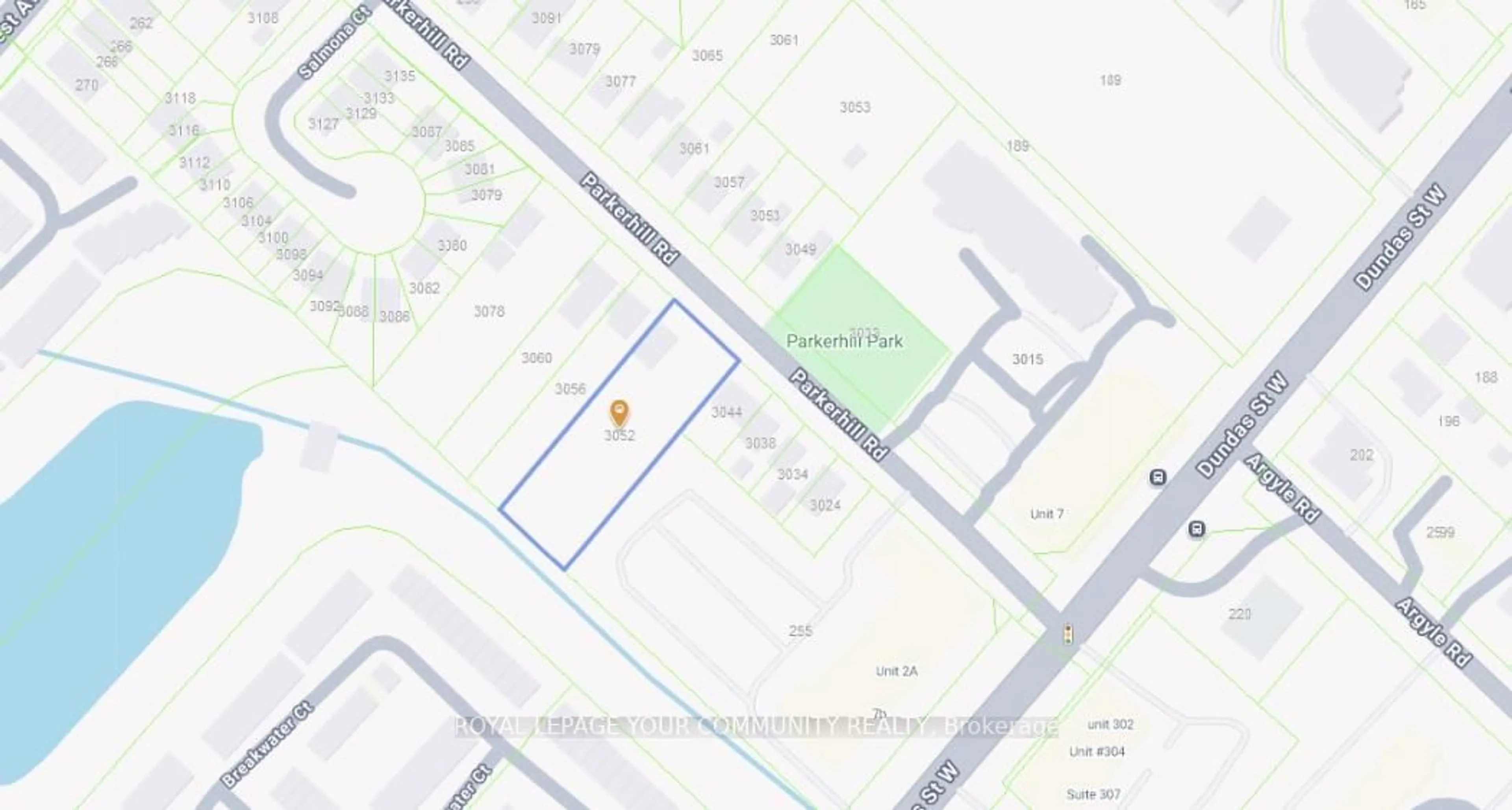 Picture of a map for 3052 Parkerhill Rd, Mississauga Ontario L5B 1V5