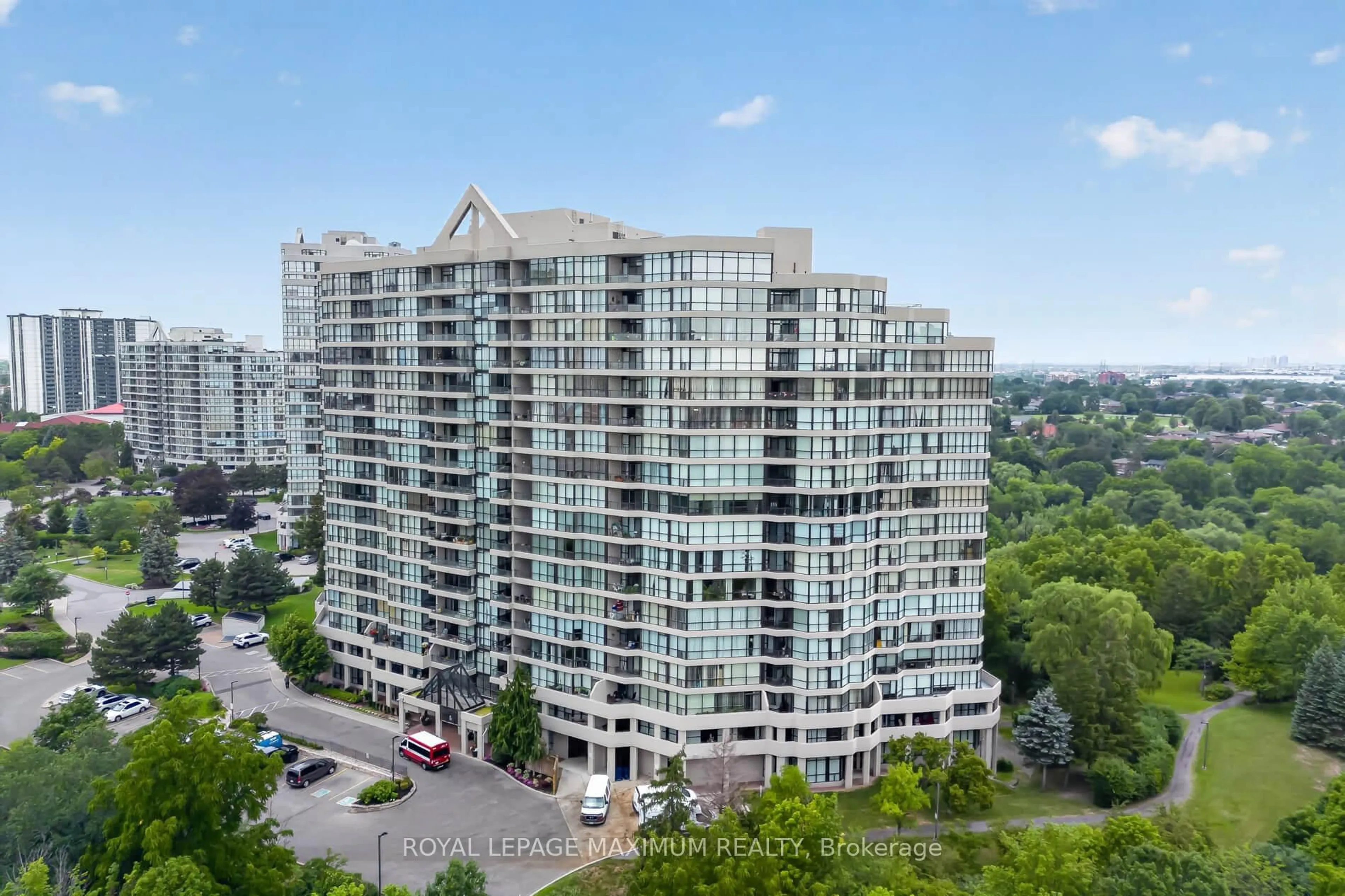 A pic from outside/outdoor area/front of a property/back of a property/a pic from drone, city buildings view from balcony for 5 Rowntree Rd #717, Toronto Ontario M9V 5G9