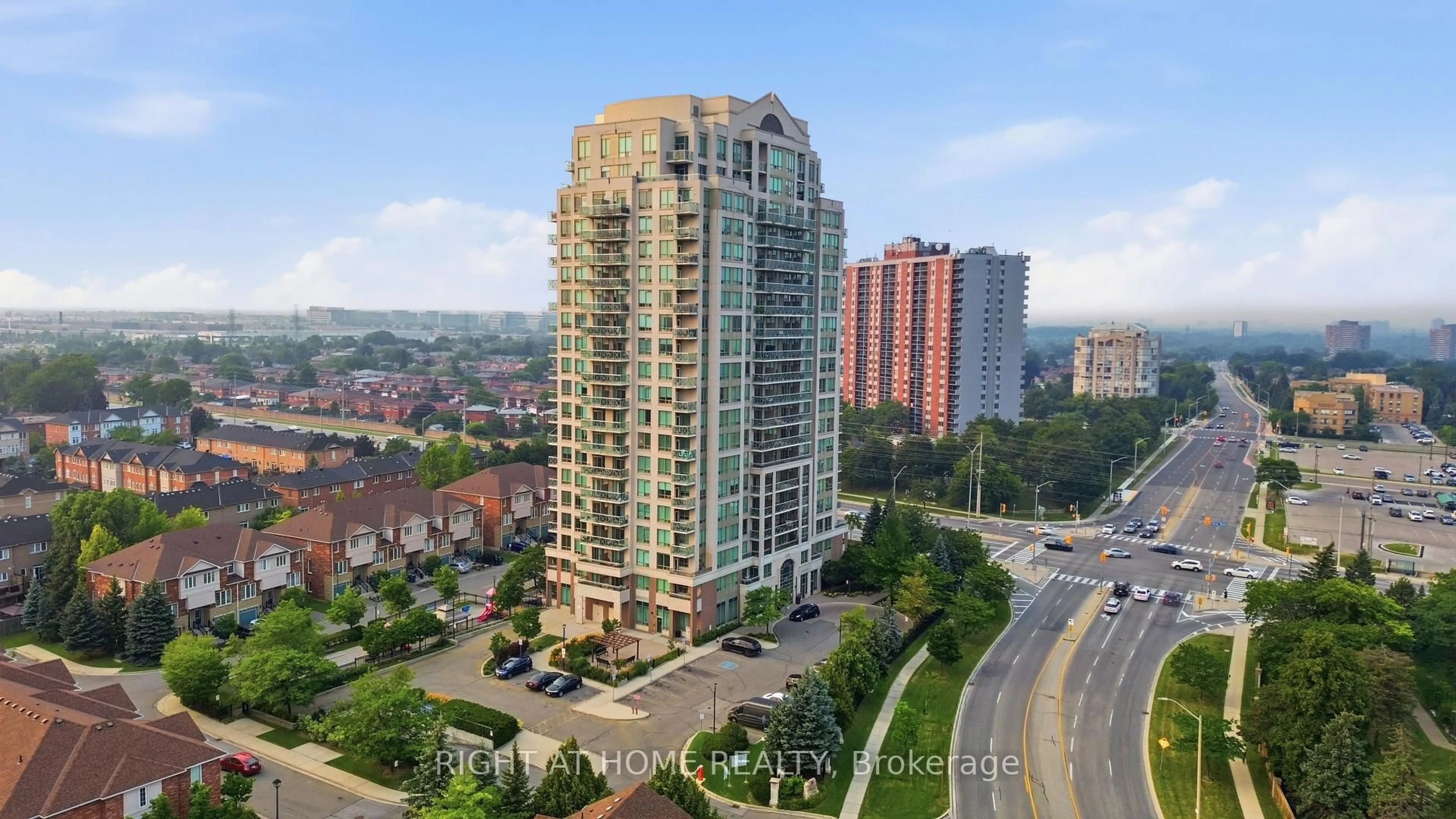 A pic from outside/outdoor area/front of a property/back of a property/a pic from drone, city buildings view from balcony for 1359 Rathburn Rd #1007, Mississauga Ontario L4W 5P7