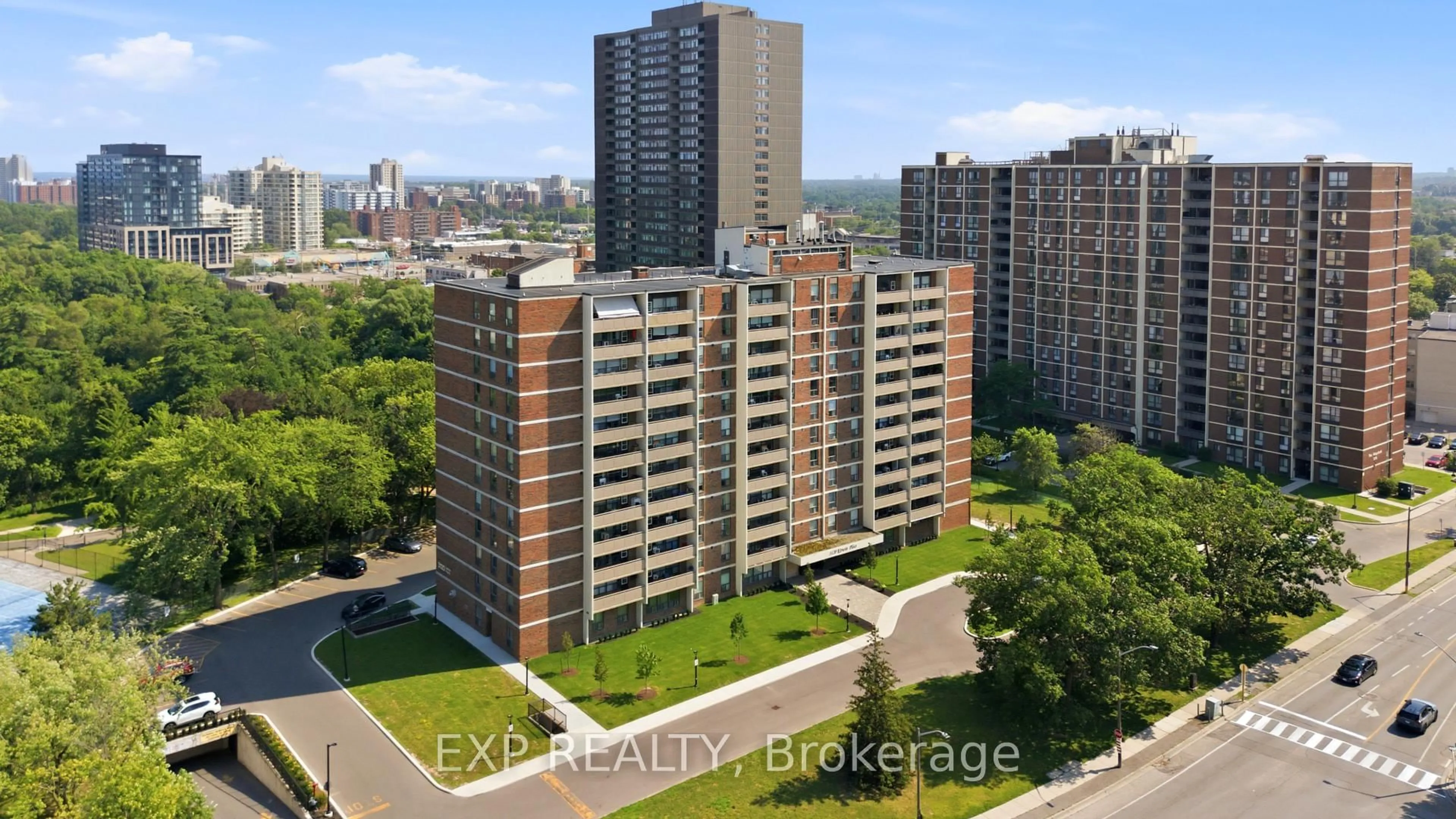 A pic from outside/outdoor area/front of a property/back of a property/a pic from drone, city buildings view from balcony for 3120 Kirwin Ave #1102, Mississauga Ontario L5A 3R2