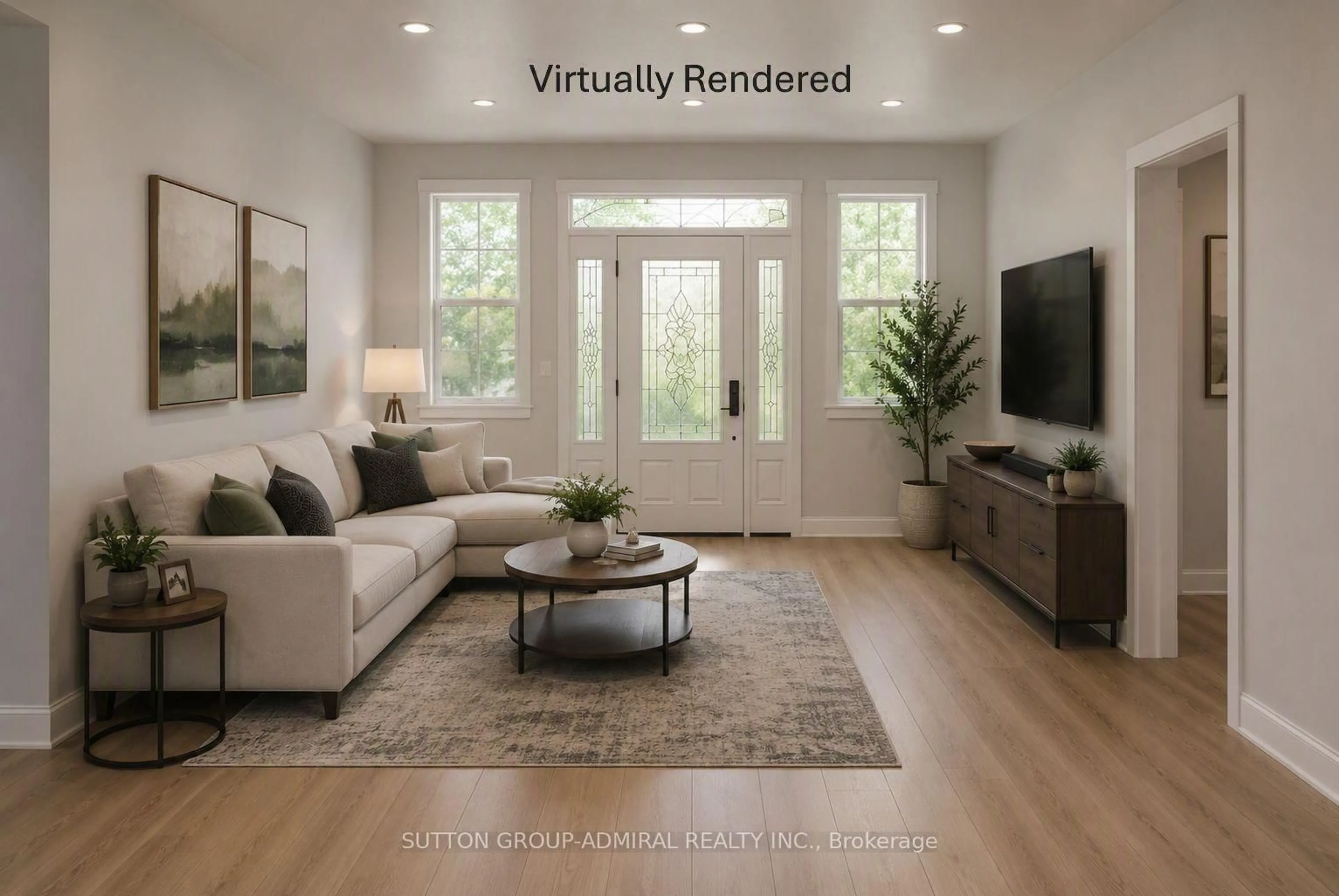 Living room with furniture, wood/laminate floor for 62 Rosemeade Ave, Toronto Ontario M8Y 3A5