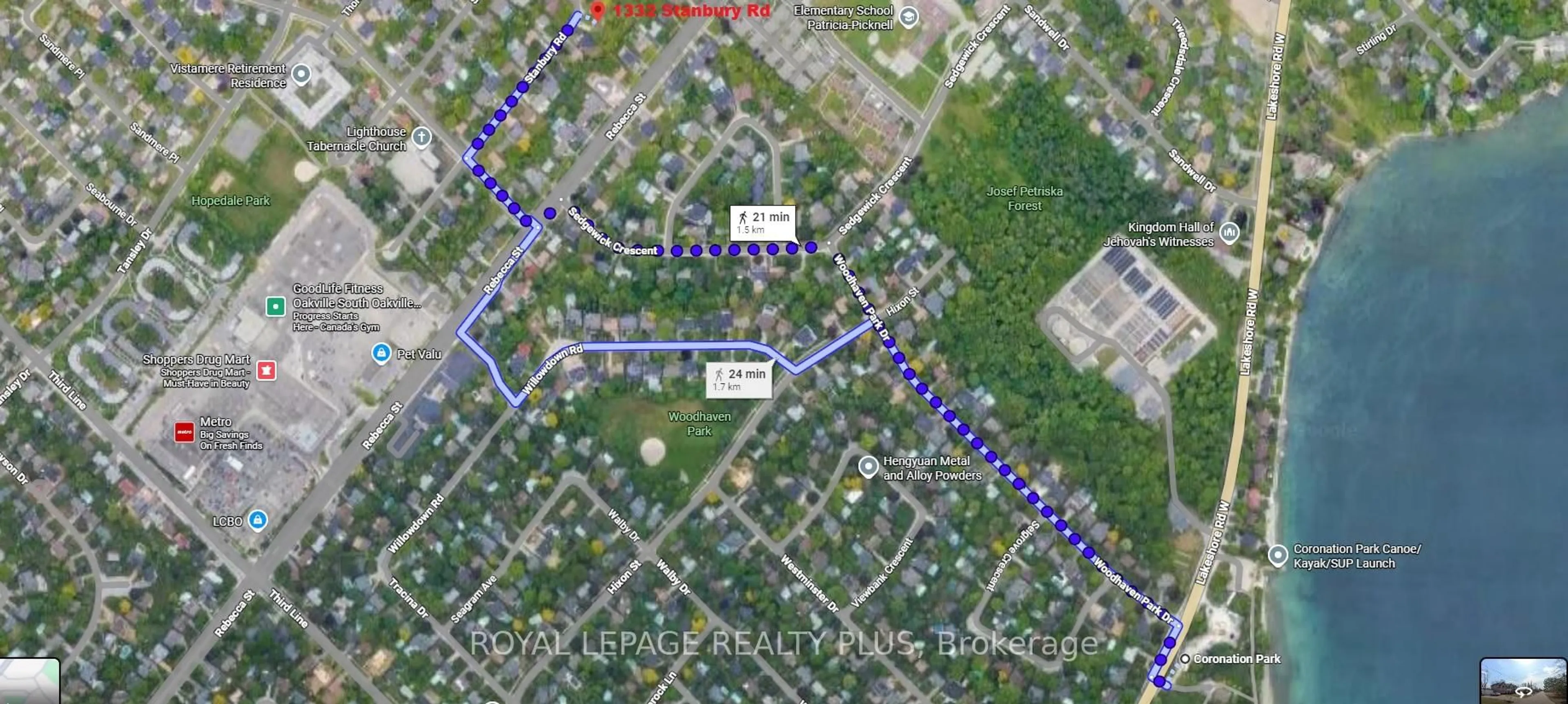 Picture of a map for 1332 Stanbury Rd, Oakville Ontario L6L 2J4