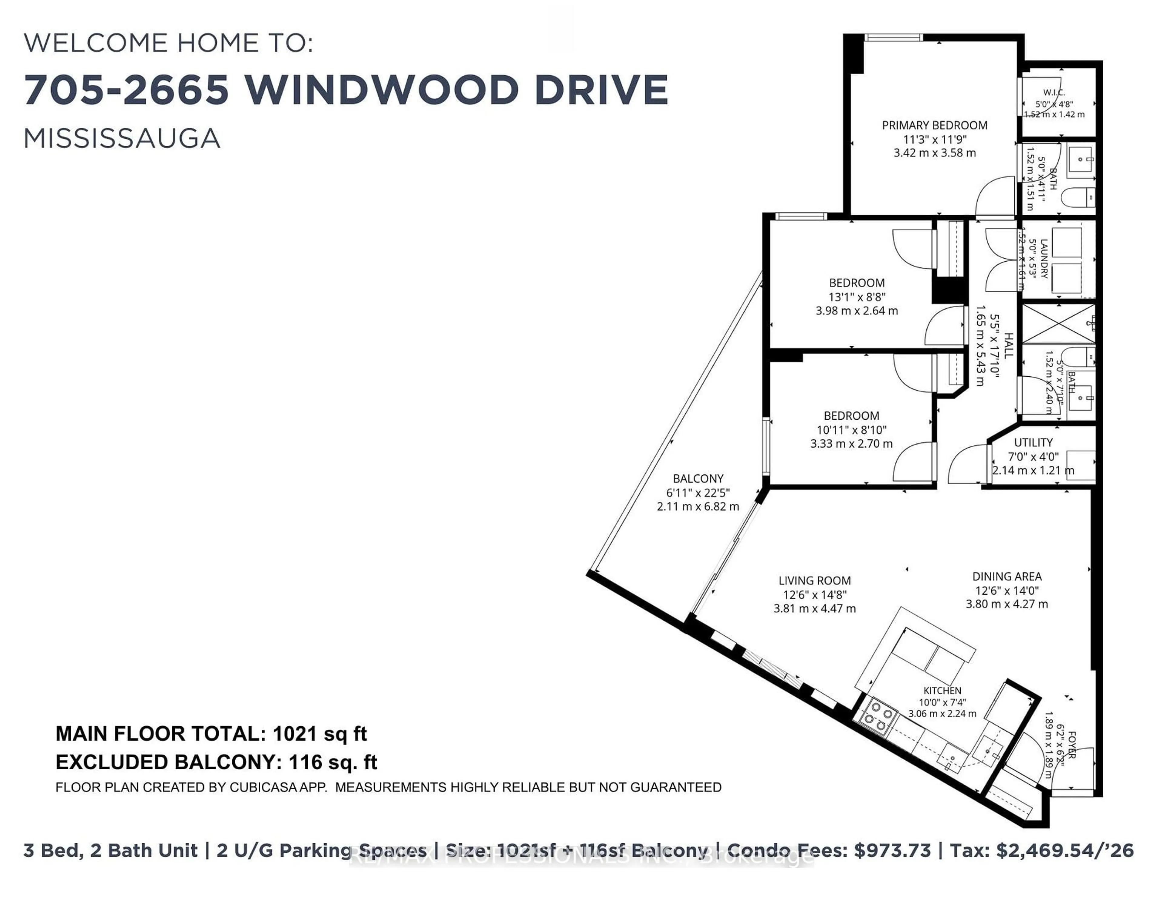 Floor plan for 2665 Windwood Dr #705, Mississauga Ontario L5N 2P2