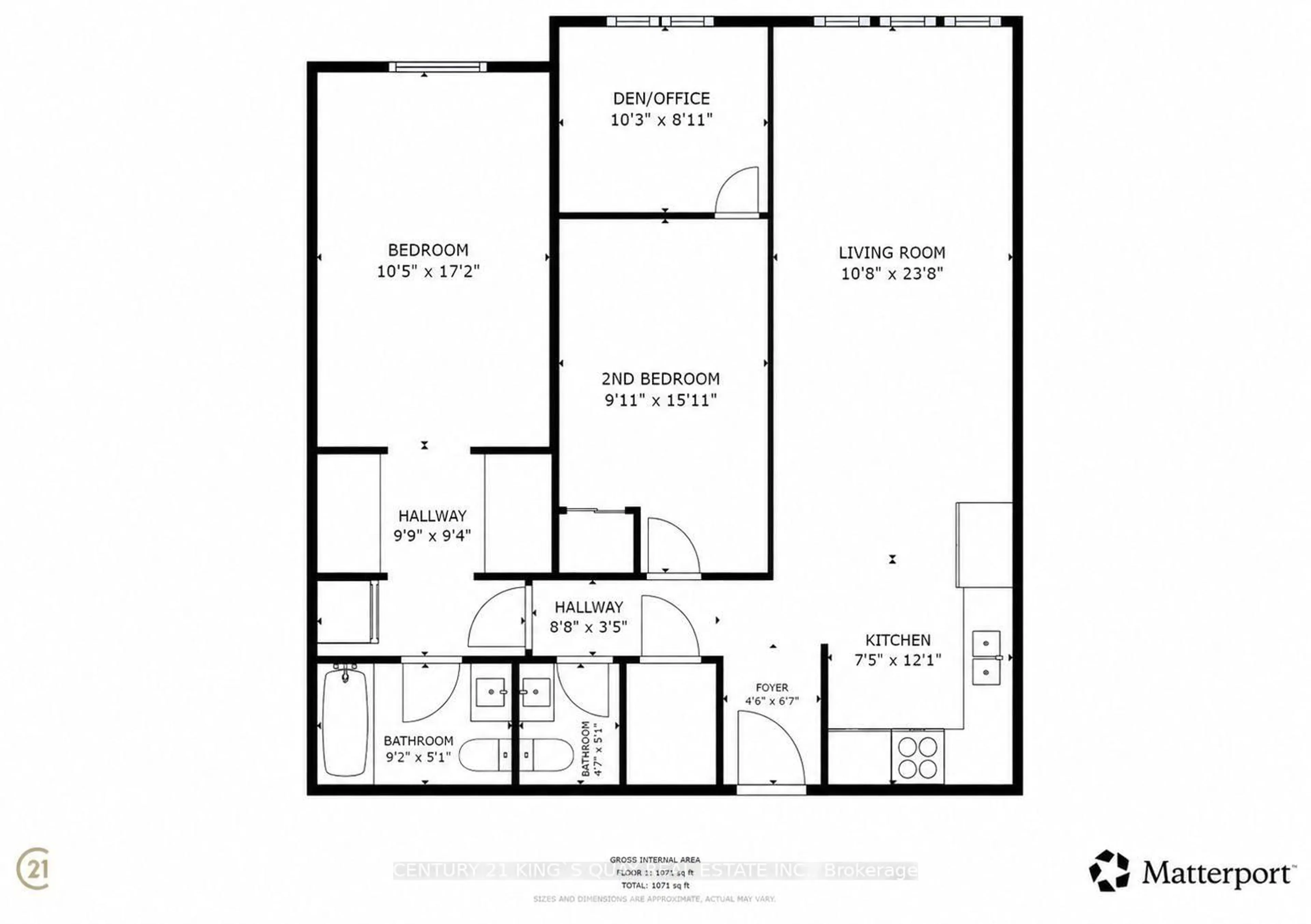 Floor plan for 25 Agnes St #502, Mississauga Ontario L5B 3X7