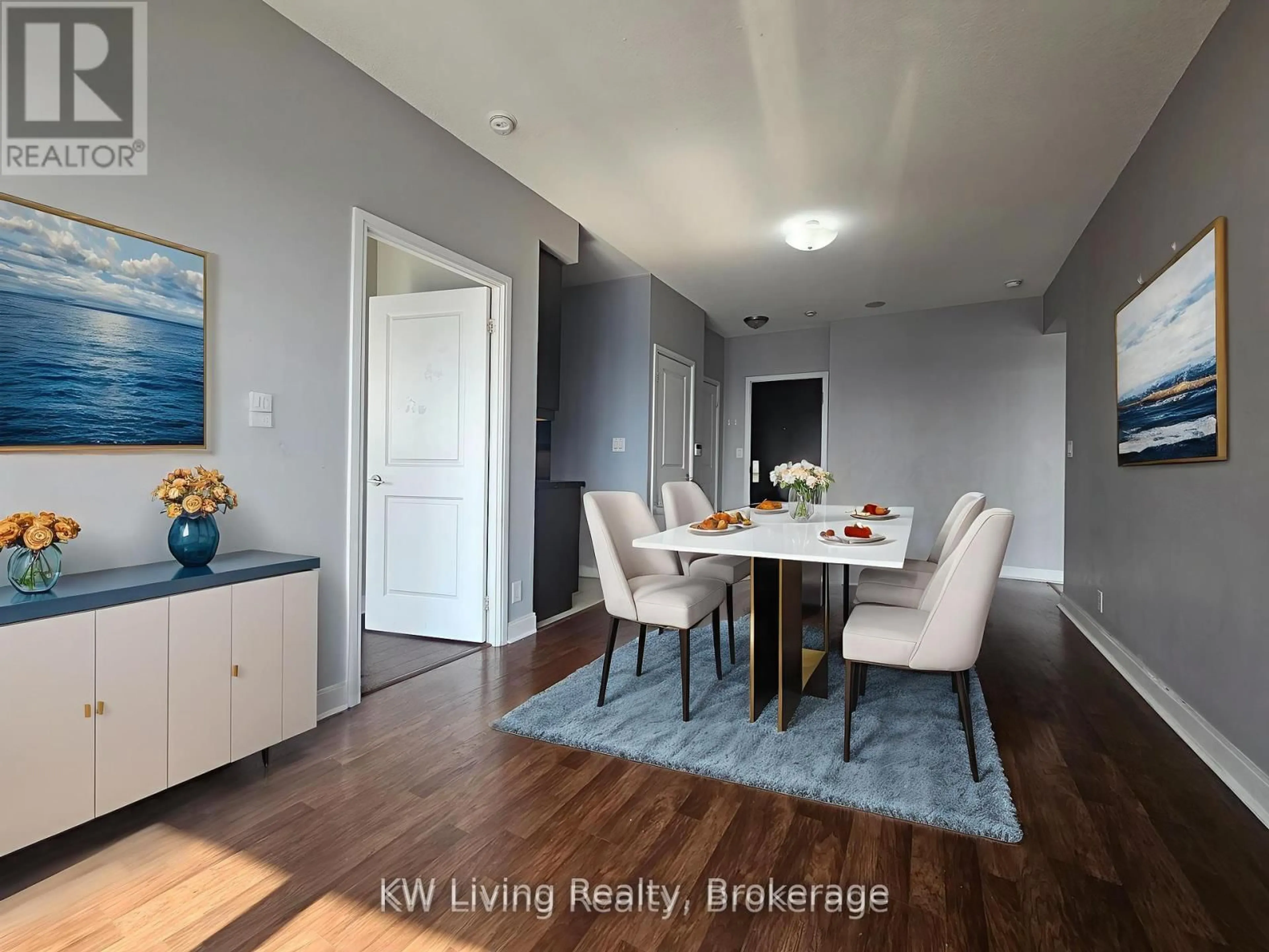 Dining room, wood/laminate floor for 60 Absolute Ave #4804, Mississauga Ontario L4Z 0A9