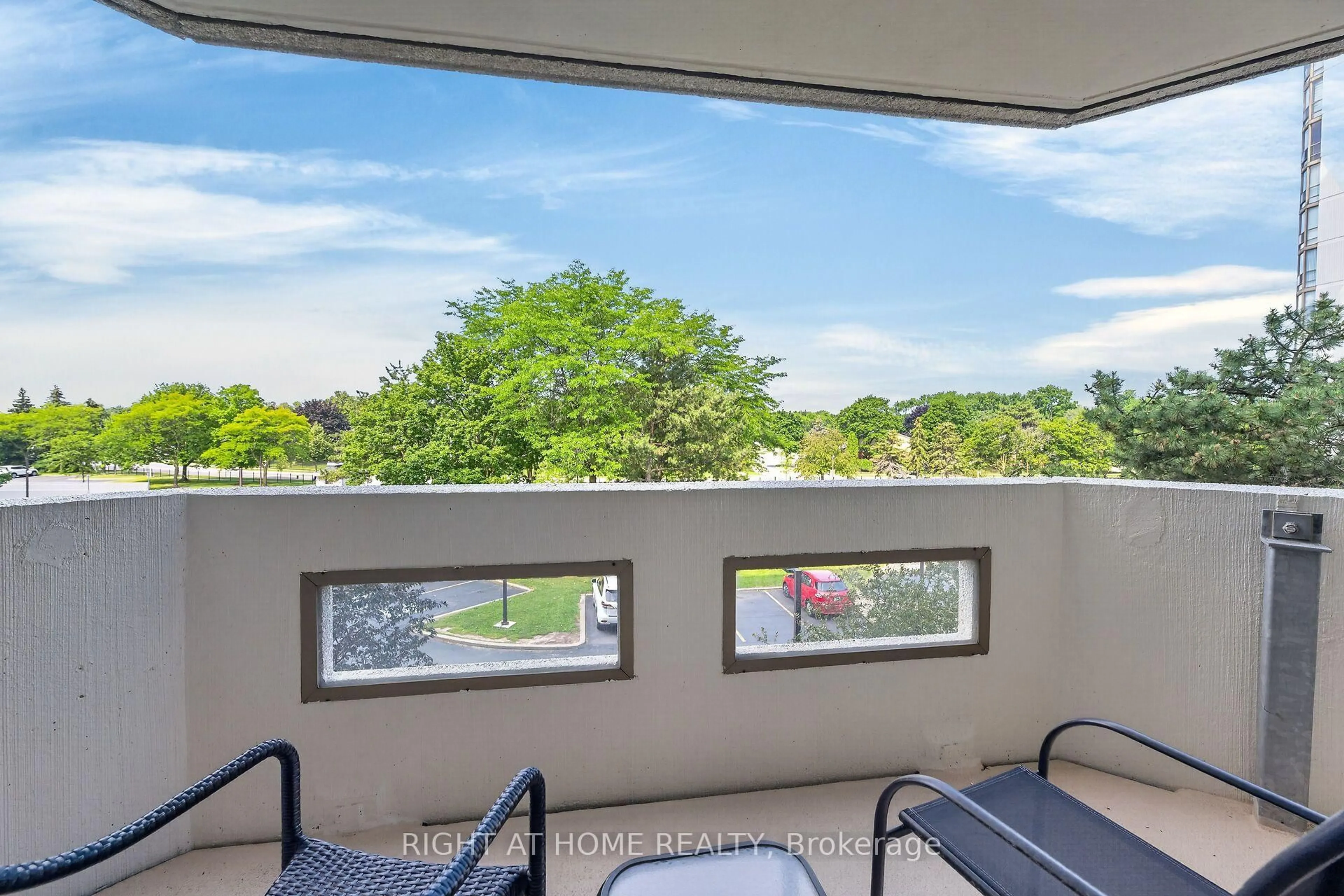 Balcony in the apartment, city buildings view from balcony for 5080 Pinedale Ave #306, Burlington Ontario L7L 5V7