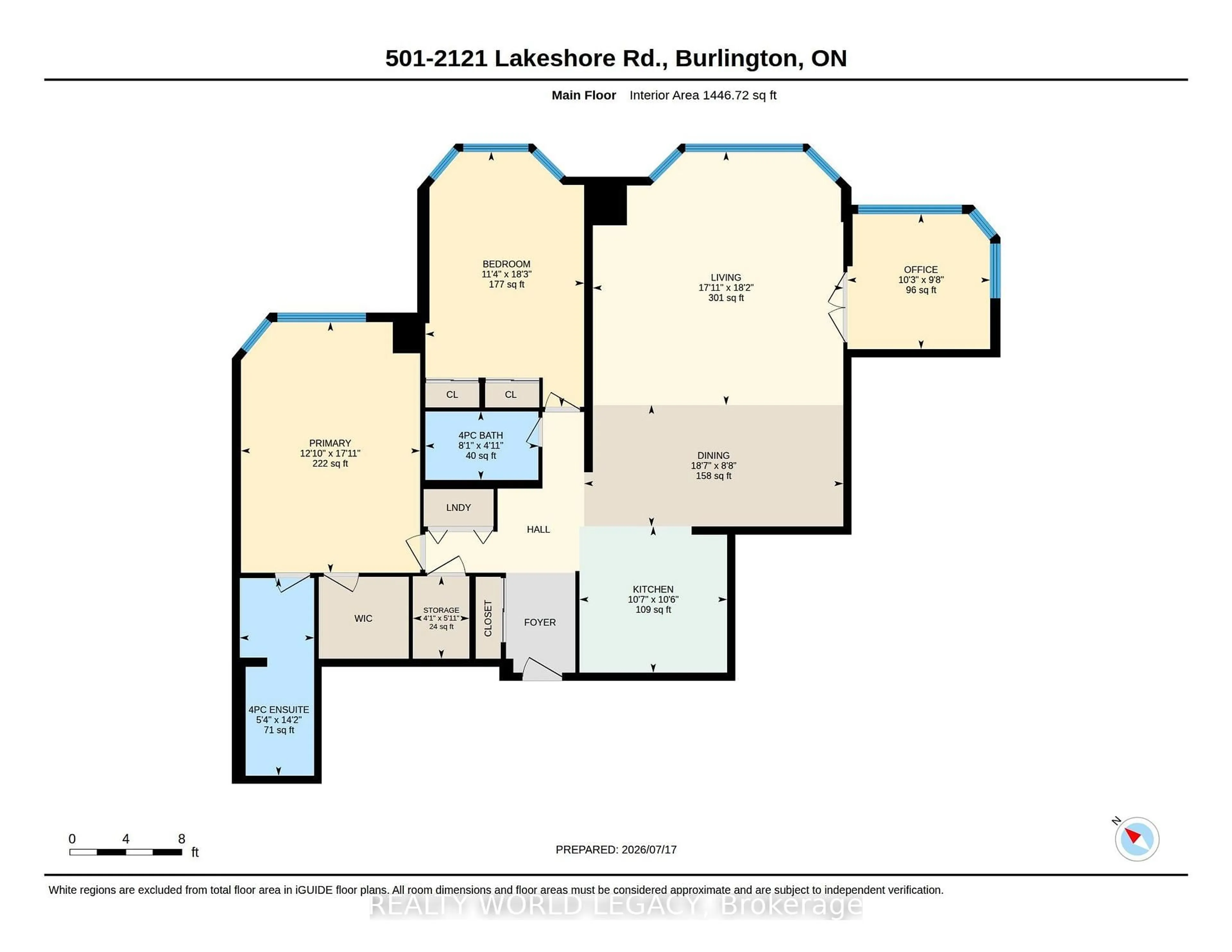 Floor plan for 2121 Lakeshore Rd #501, Burlington Ontario L7R 1C9