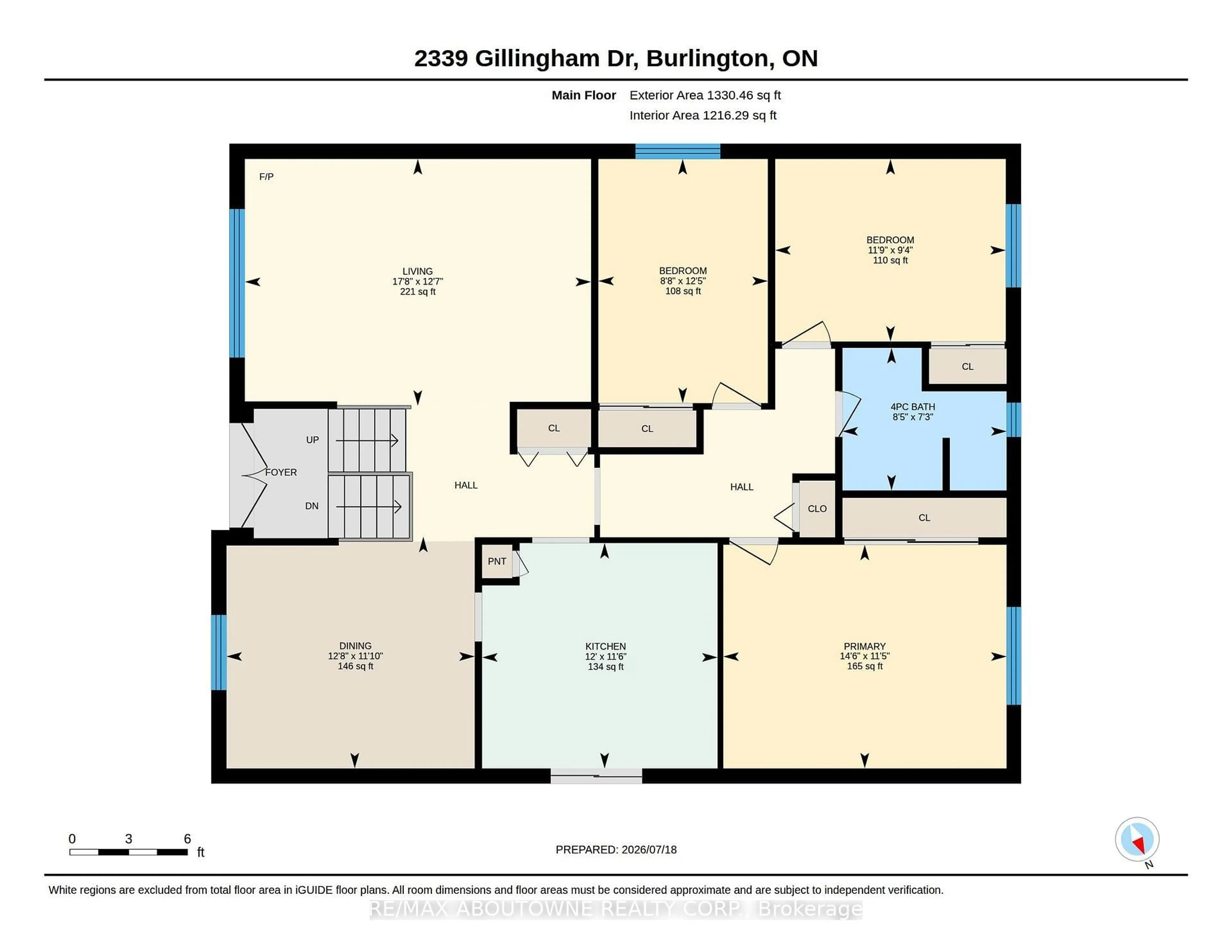 Floor plan for 2339 Gillingham Dr, Burlington Ontario L7P 4G5