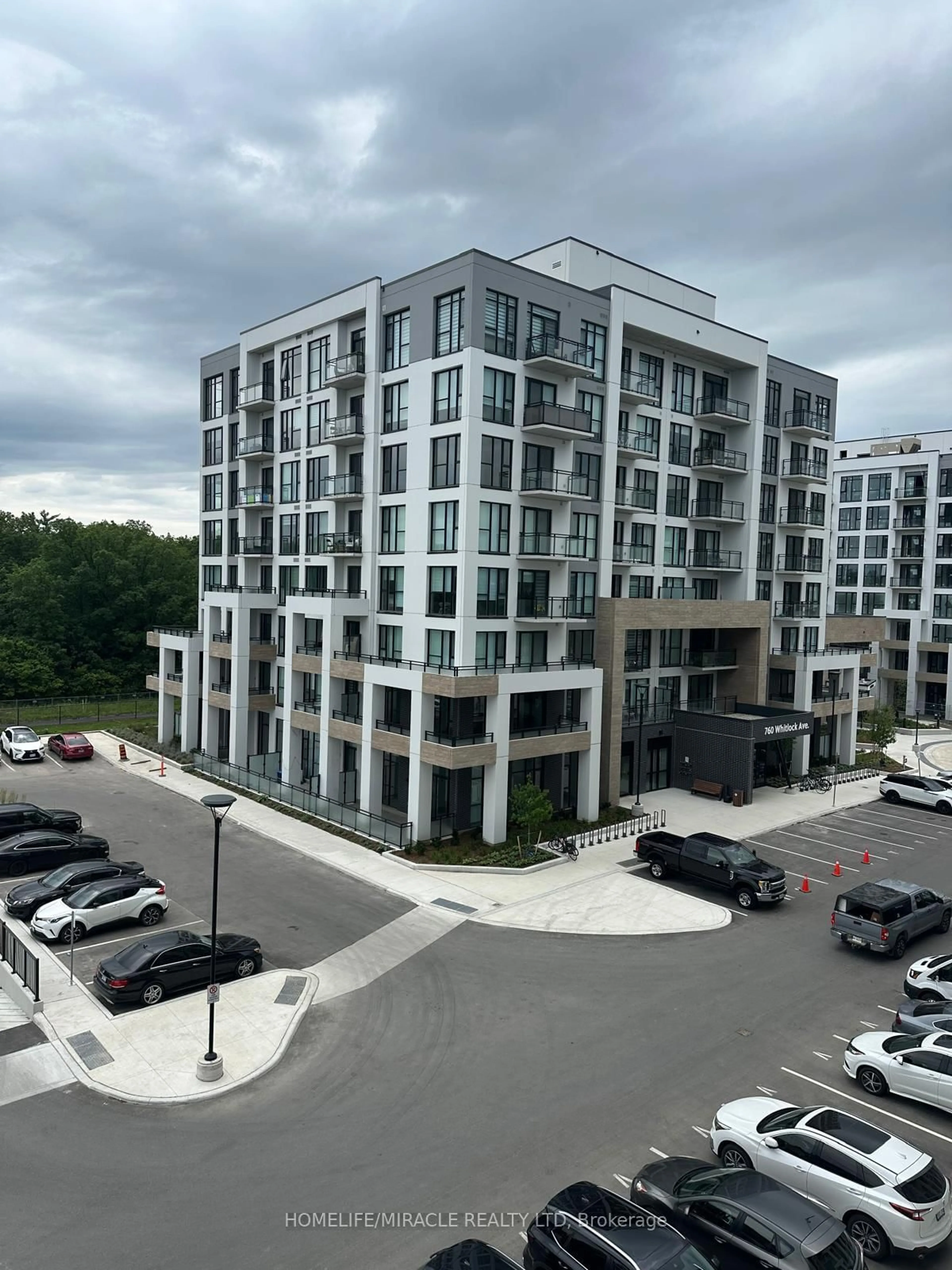 A pic from outside/outdoor area/front of a property/back of a property/a pic from drone, city buildings view from balcony for 770 Whitlock Ave #408, Milton Ontario L9E 2B2