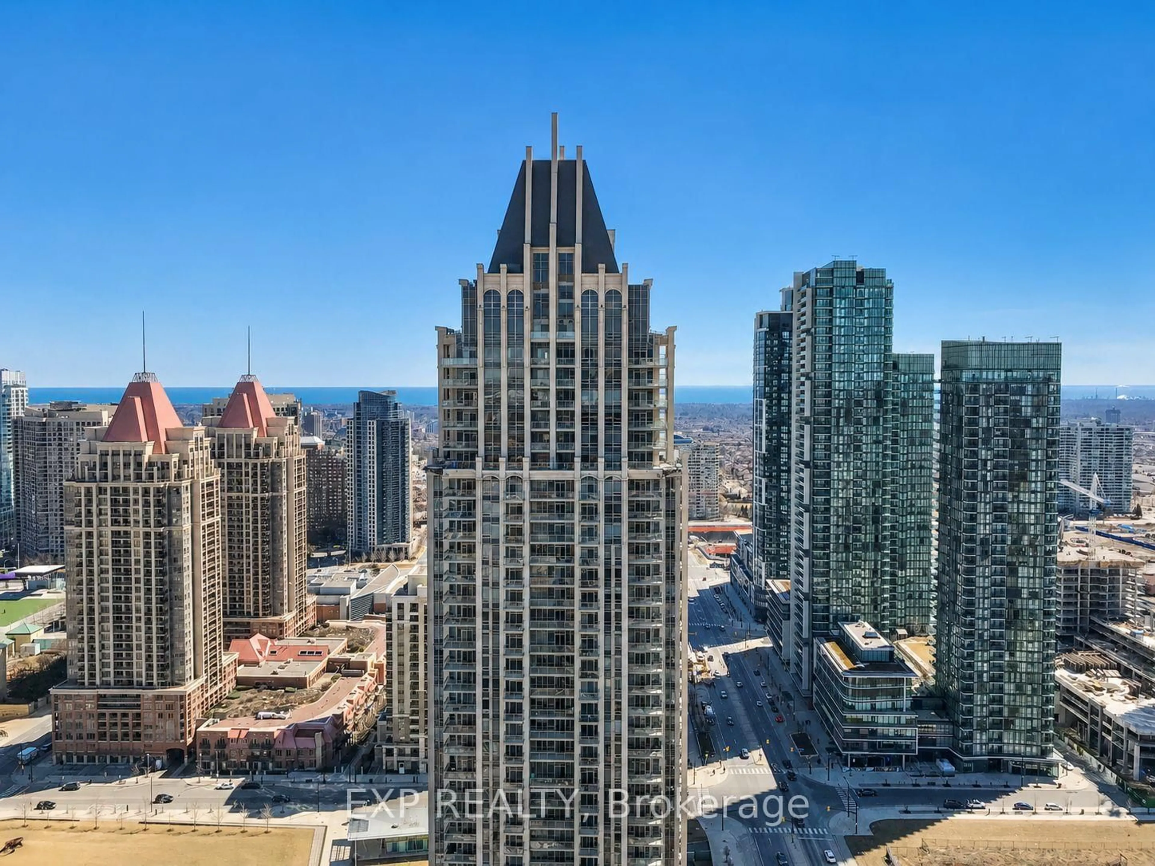 A pic from outside/outdoor area/front of a property/back of a property/a pic from drone, city buildings view from balcony for 385 Prince Of Wales Dr #3506, Mississauga Ontario L5B 0C6