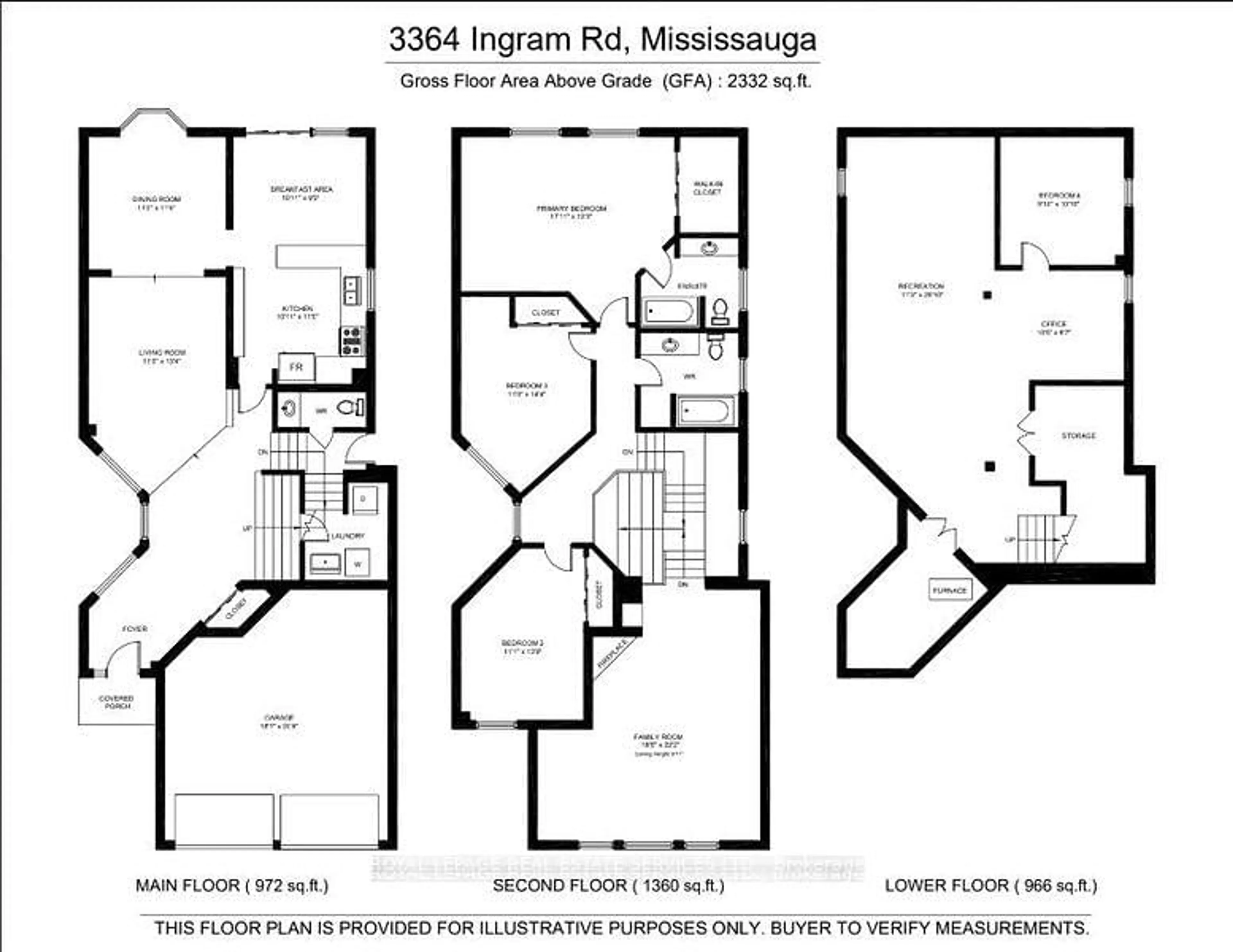 Floor plan for 3364 Ingram Rd, Mississauga Ontario L5L 4N4
