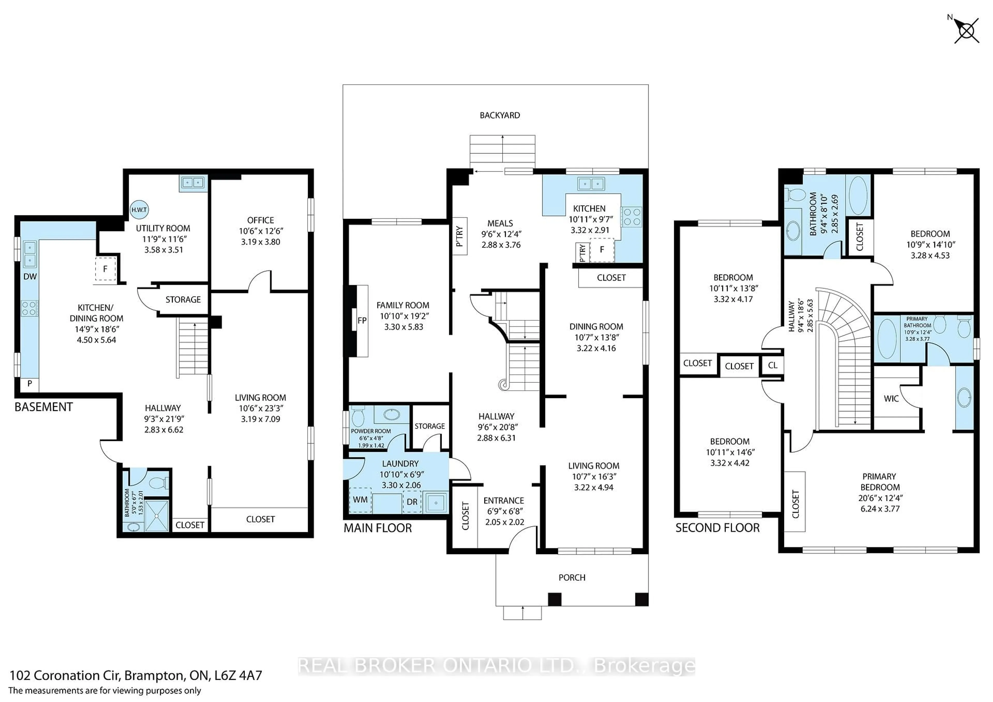 Floor plan for 102 Coronation Circ, Brampton Ontario L6Z 4A7