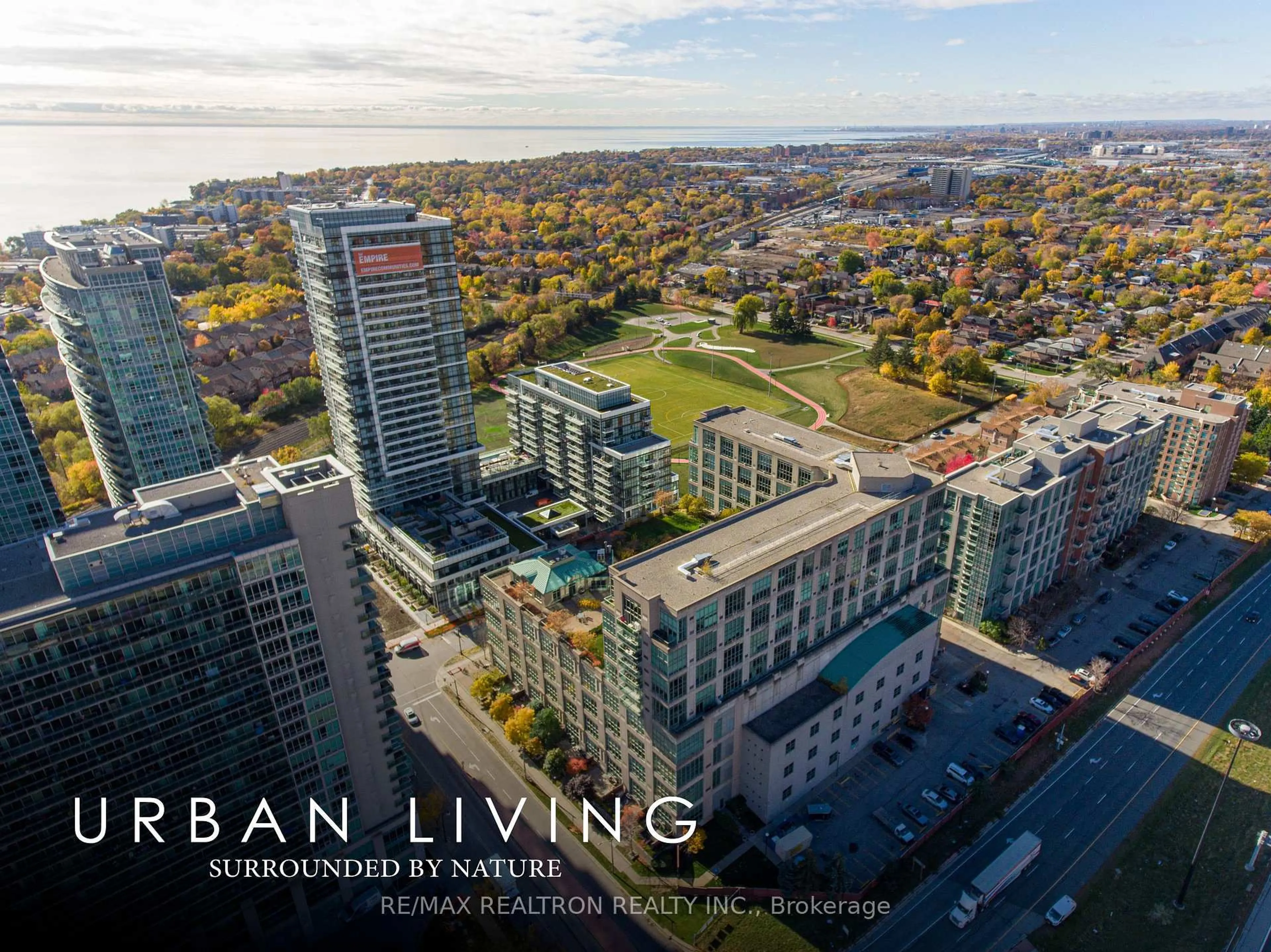 A pic from outside/outdoor area/front of a property/back of a property/a pic from drone, unknown for 300 Manitoba St #311, Toronto Ontario M8Y 4G6