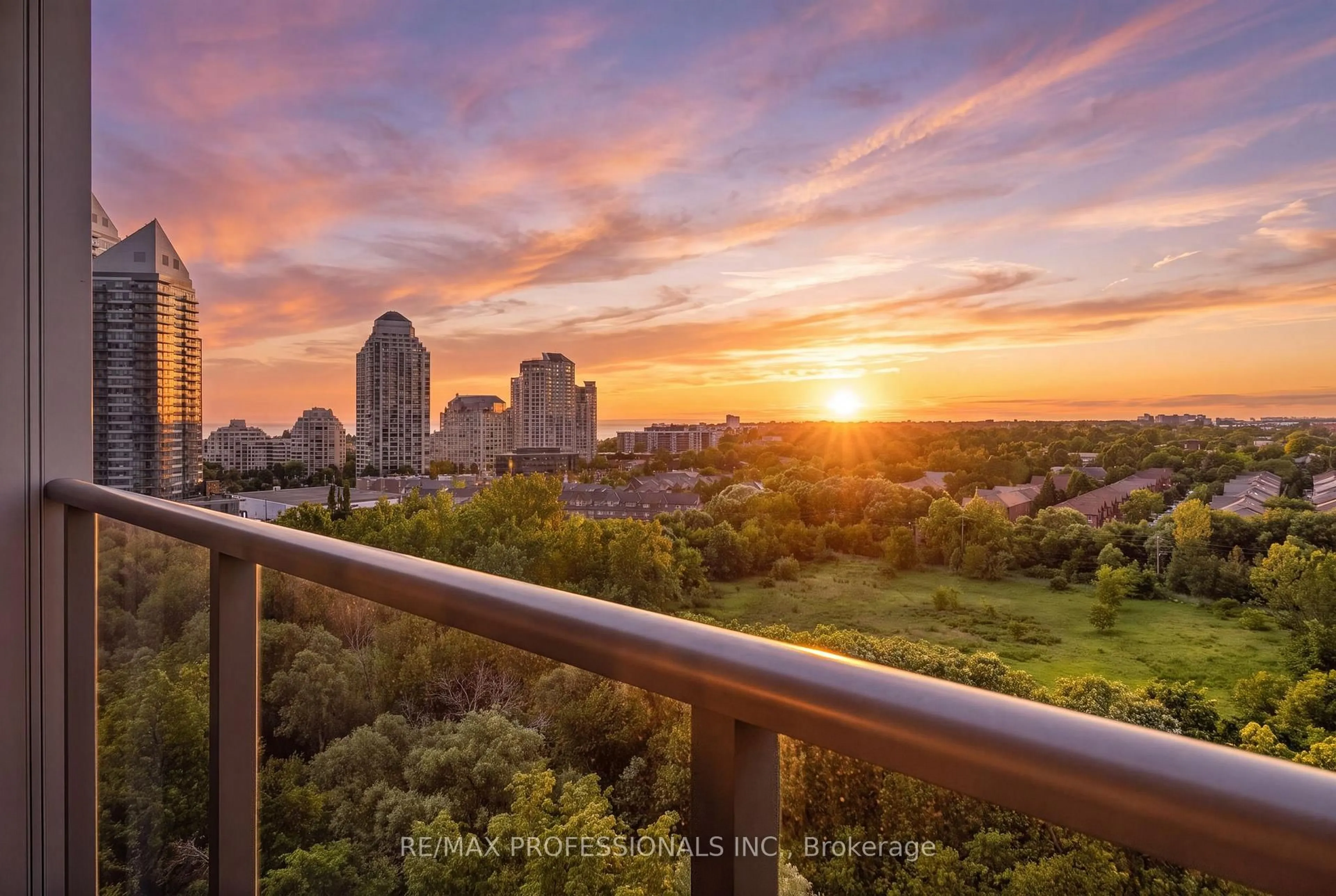 Balcony in the apartment, city buildings view from balcony for 88 Park Lawn Rd #1502, Toronto Ontario M8Y 0B5