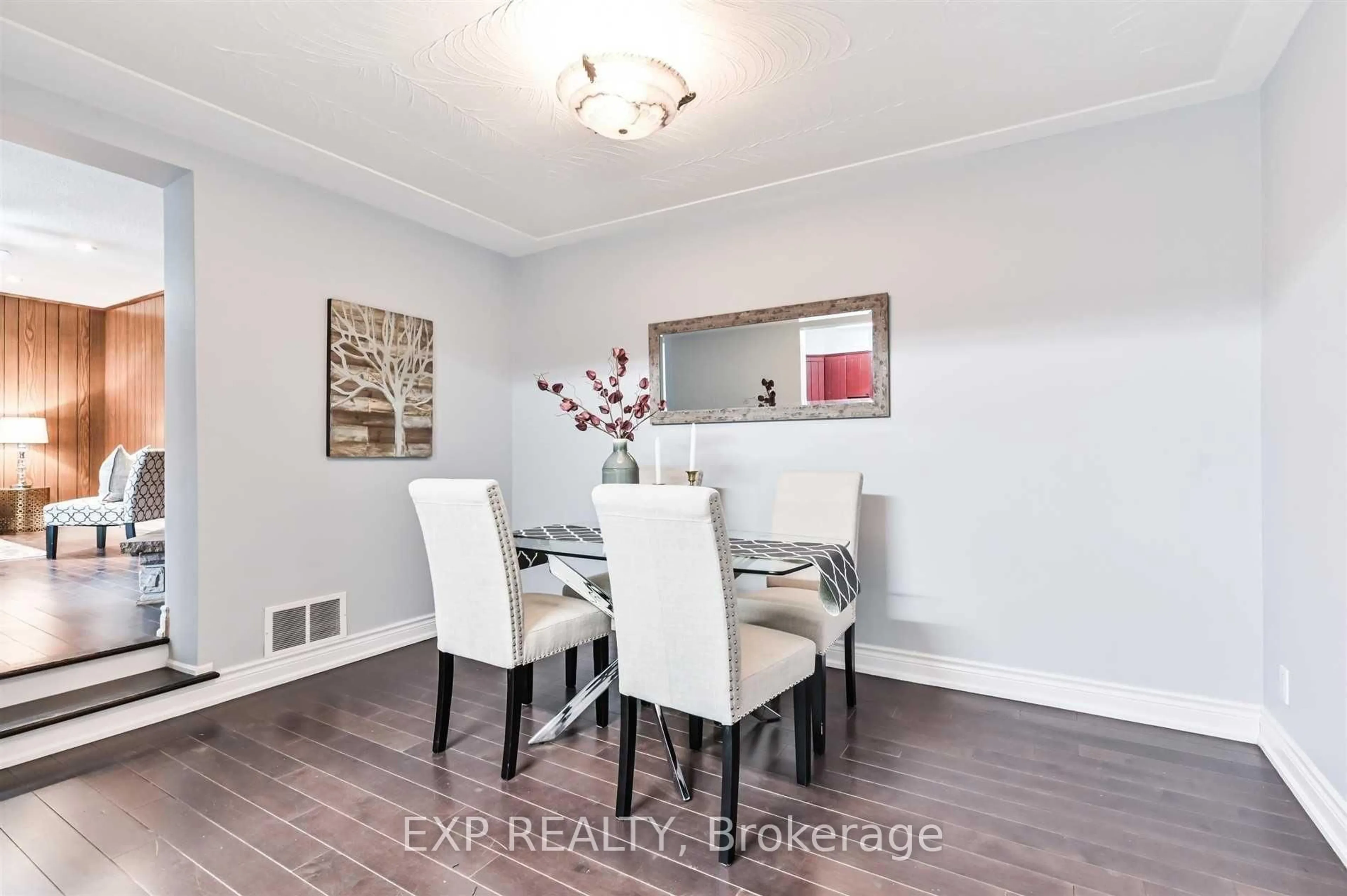 Dining room, wood/laminate floor for 132 Brookhaven Dr, Toronto Ontario M6M 4P2