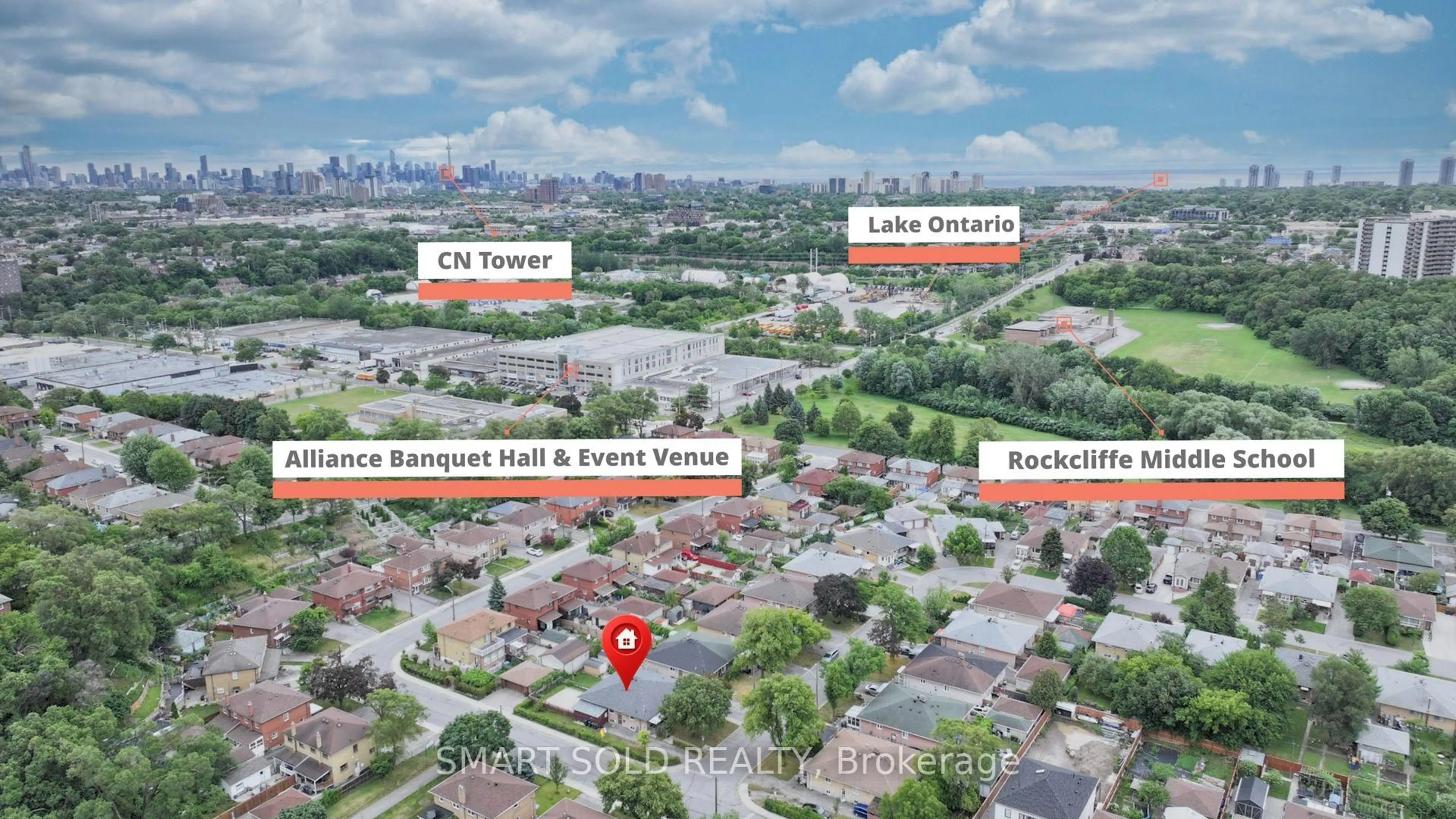 A pic from outside/outdoor area/front of a property/back of a property/a pic from drone, city buildings view from balcony for 1 Cameo Cres, Toronto Ontario M6N 2K4