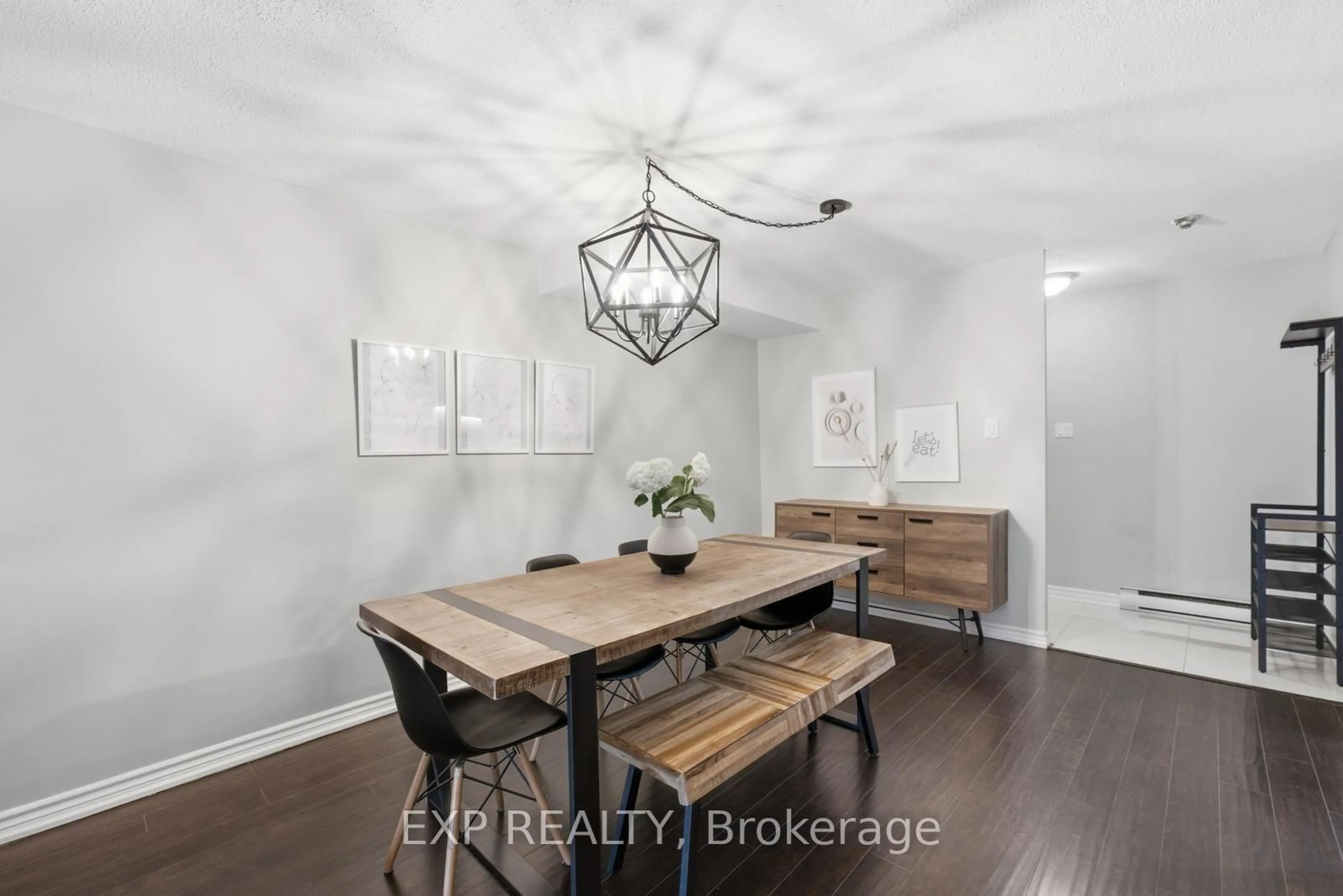 Dining room, wood/laminate floor for 364 The East Mall #108, Toronto Ontario M9B 6C5