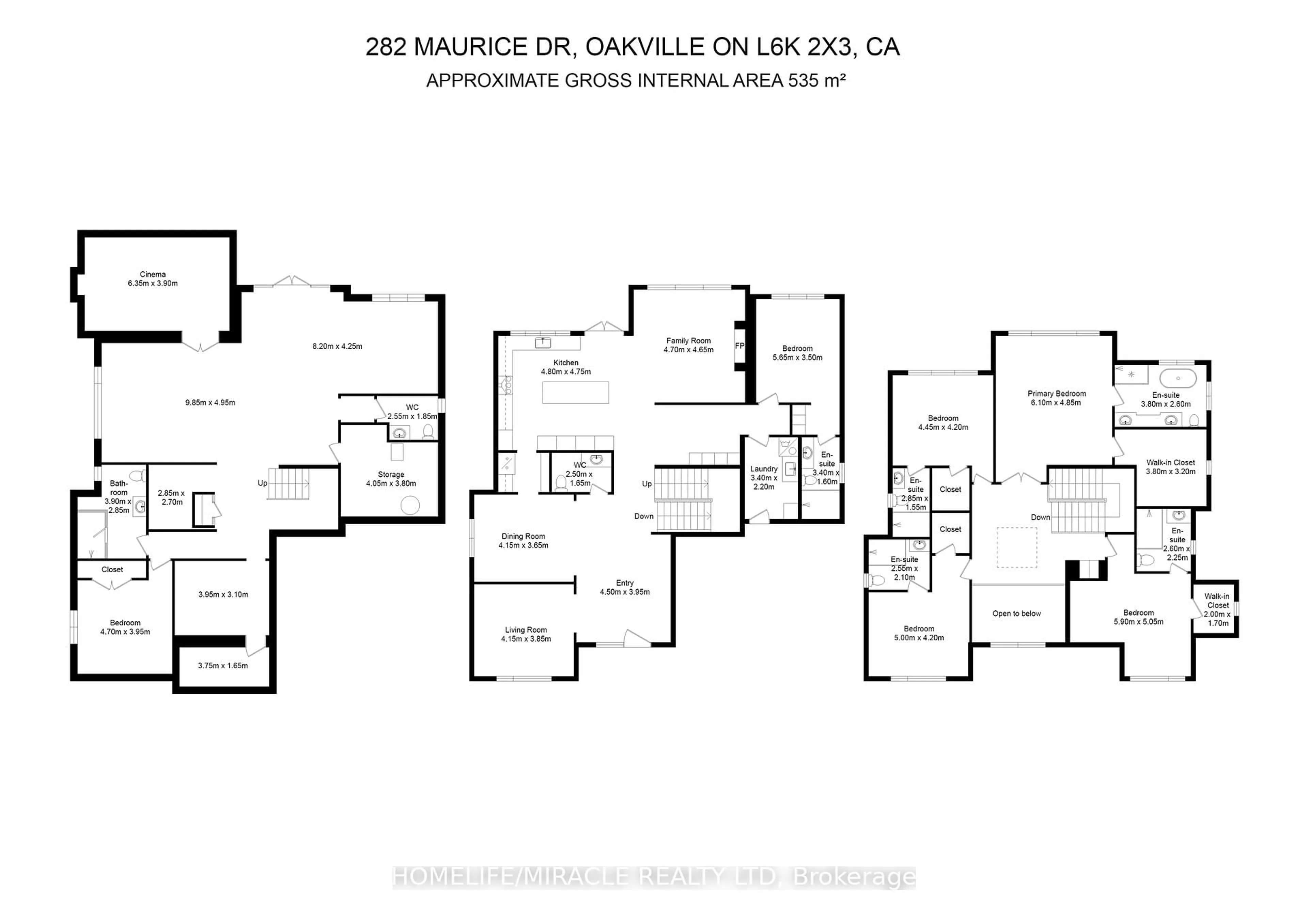 Floor plan for 282 Maurice Dr, Oakville Ontario L6K 2X3