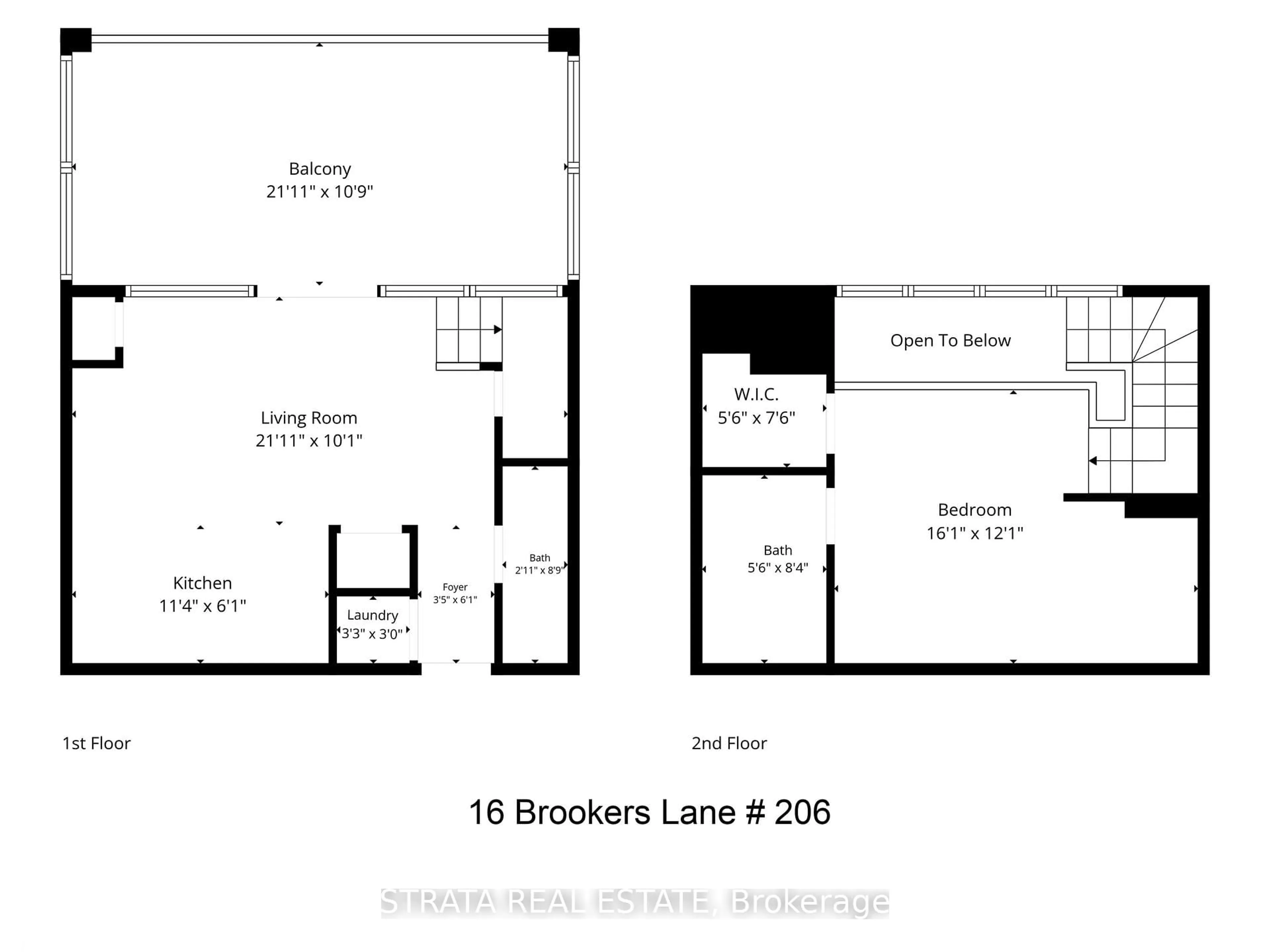 Floor plan for 16 Brookers Lane #206, Toronto Ontario M8V 0A5