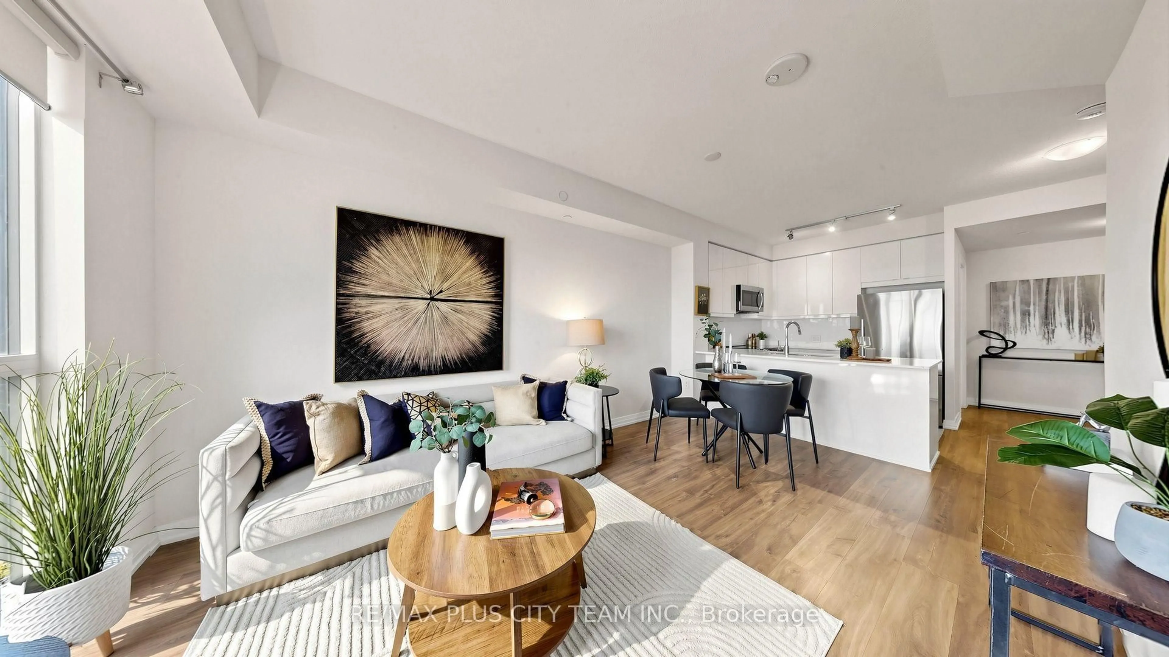 Living room with furniture, unknown for 50 Thomas Riley Rd #423, Toronto Ontario M9B 0C5