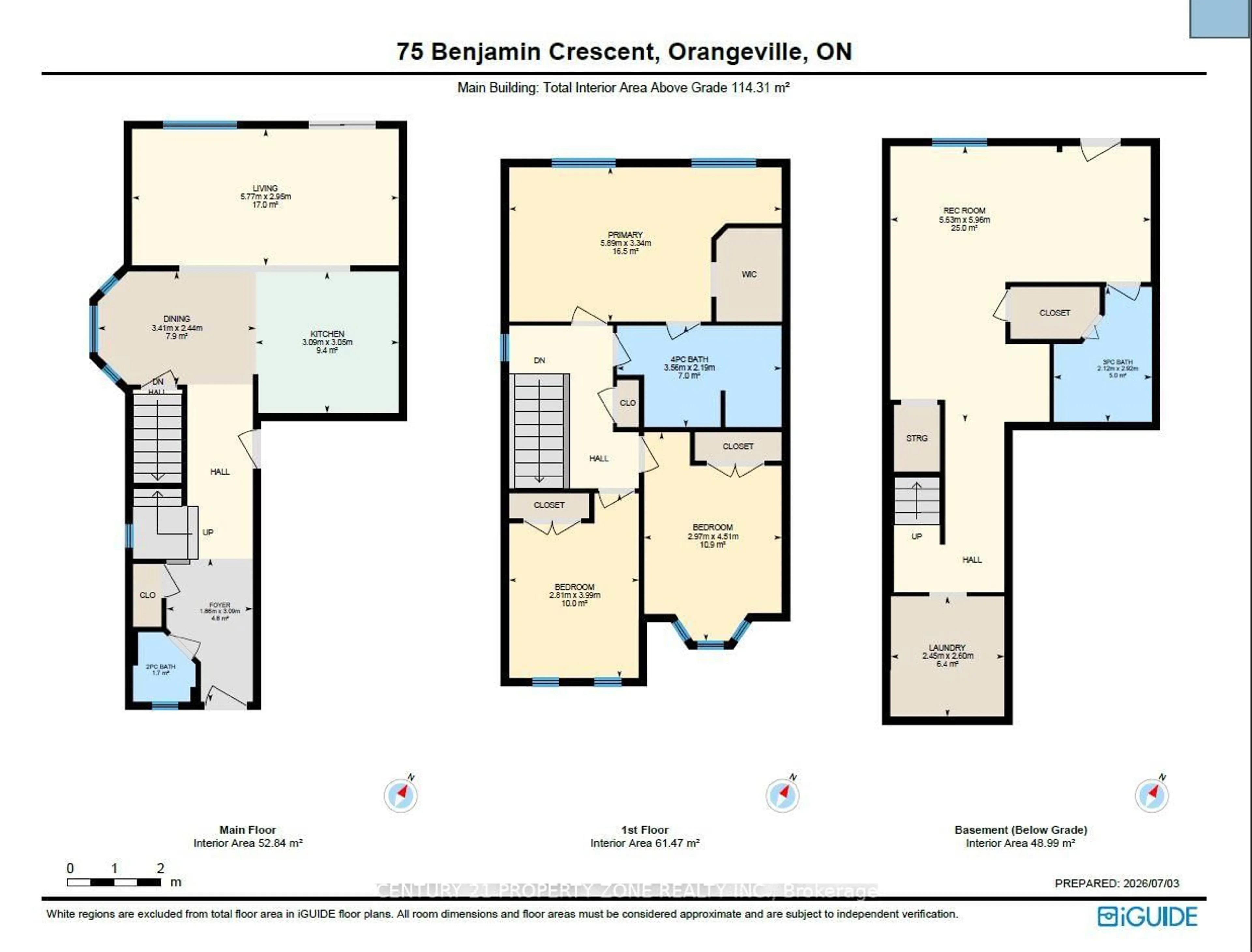 Floor plan for 75 Benjamin Cres, Orangeville Ontario L9W 0V1