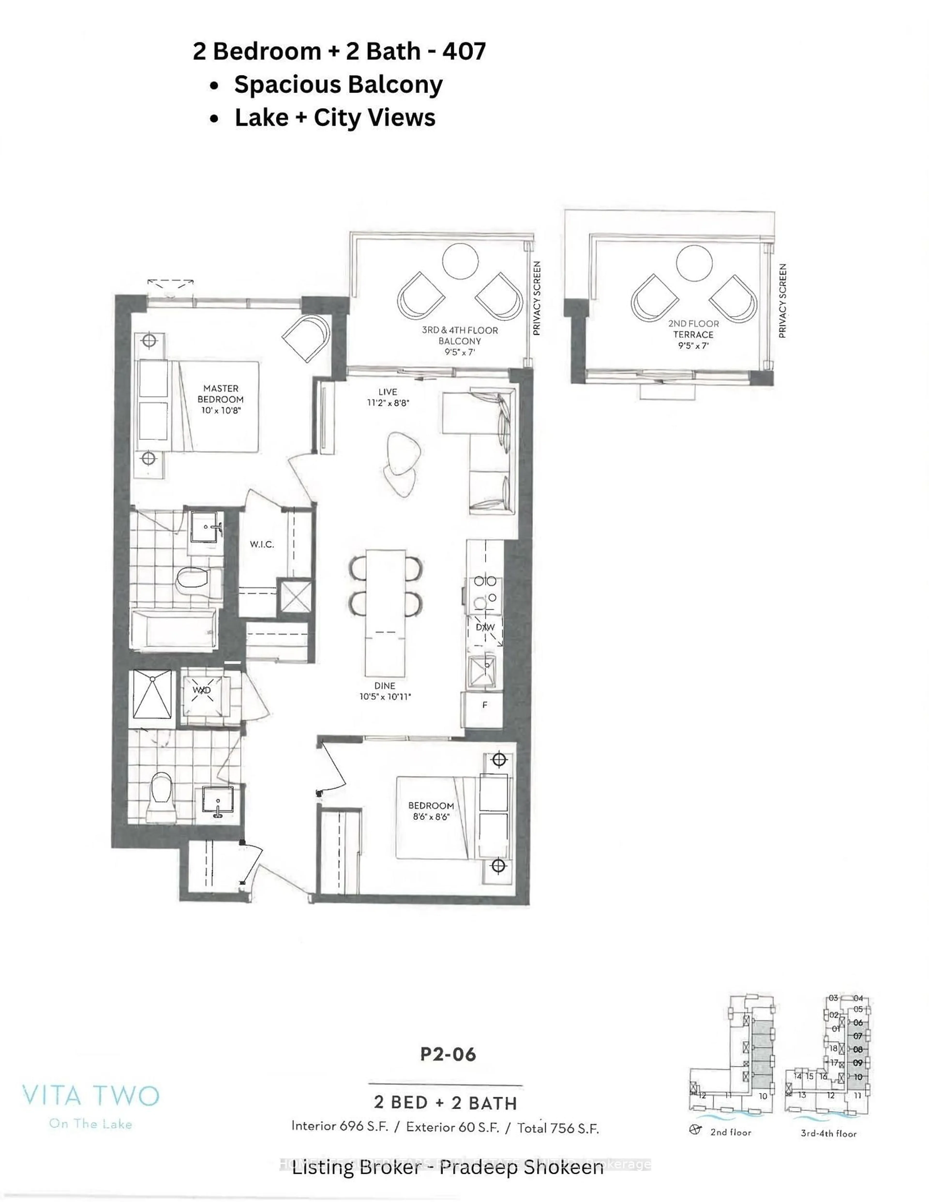 Floor plan for 65 Annie Craig Dr #407, Toronto Ontario M8V 0G3